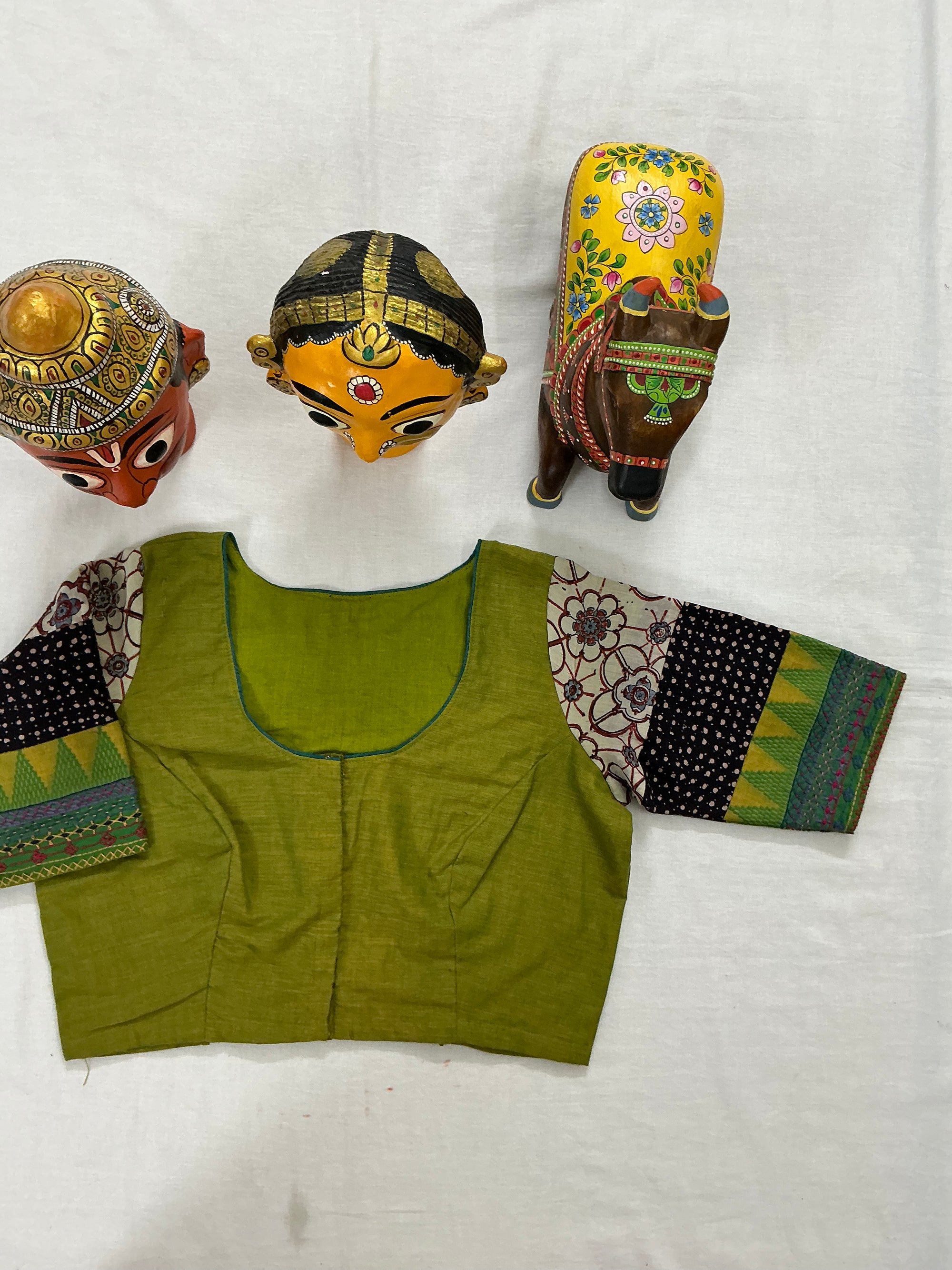 Handcrafted Ready to Wear Blouse : Lambani &amp; Blockprints in Cotton