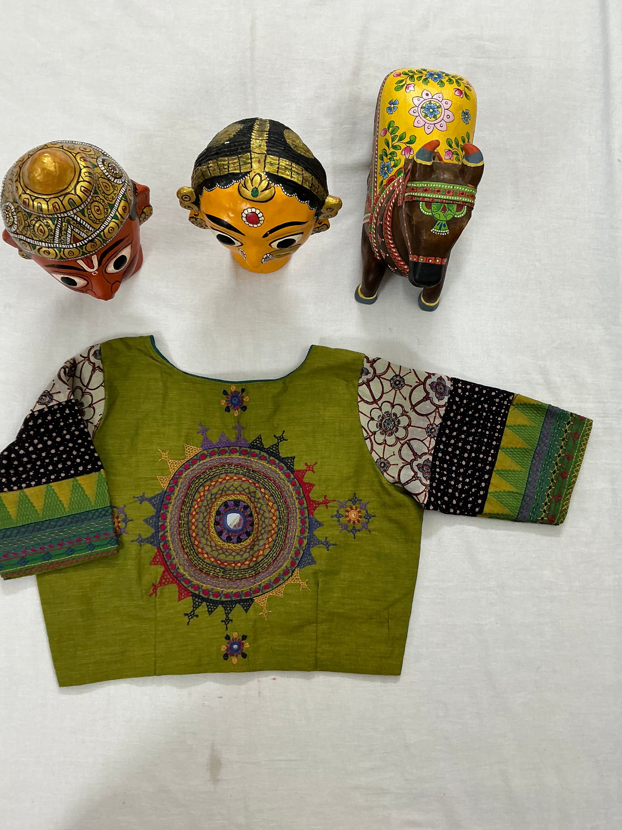 Handcrafted Ready to Wear Blouse : Lambani &amp; Blockprints in Cotton