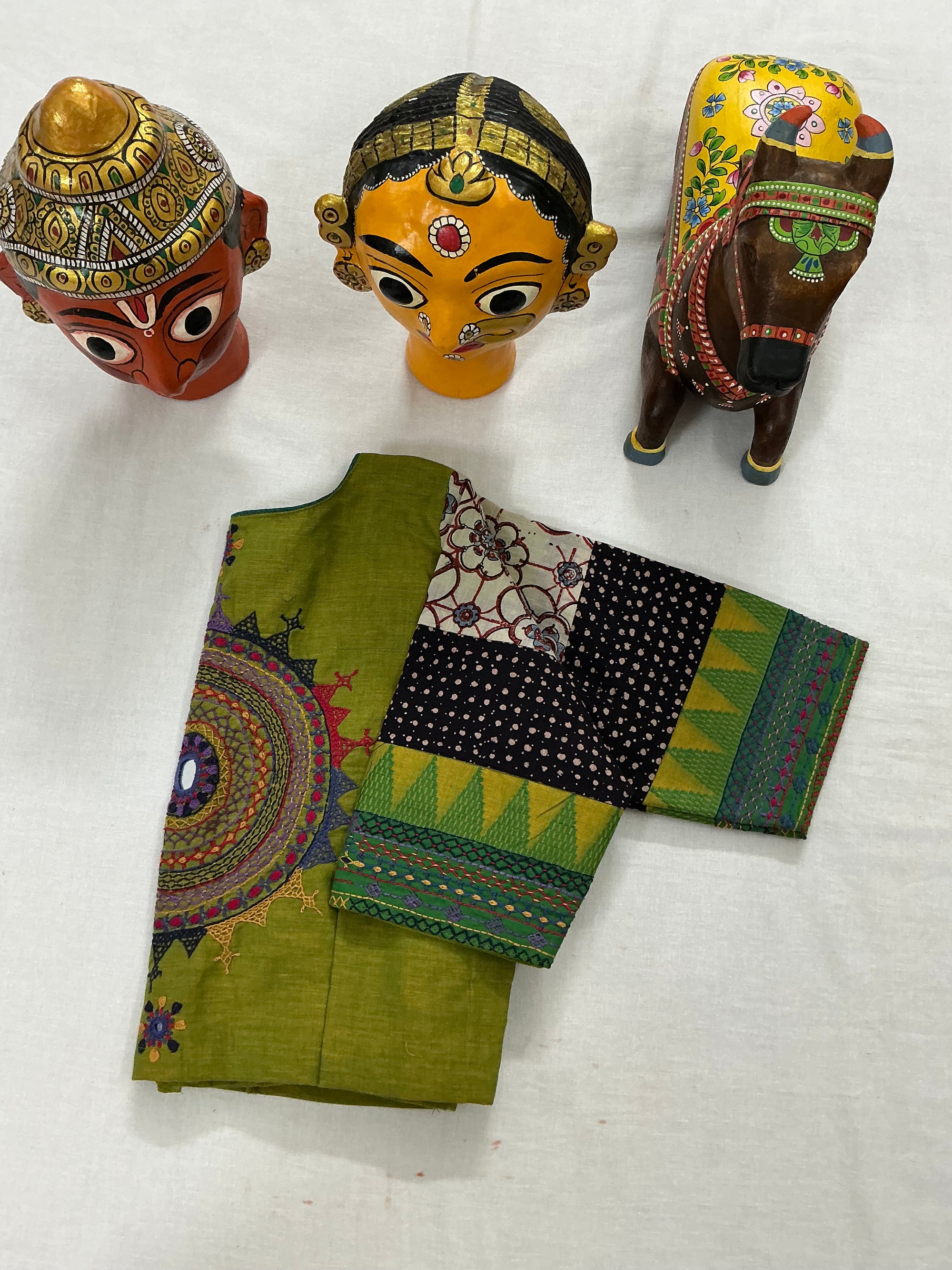 Handcrafted Ready to Wear Blouse : Lambani &amp; Blockprints in Cotton