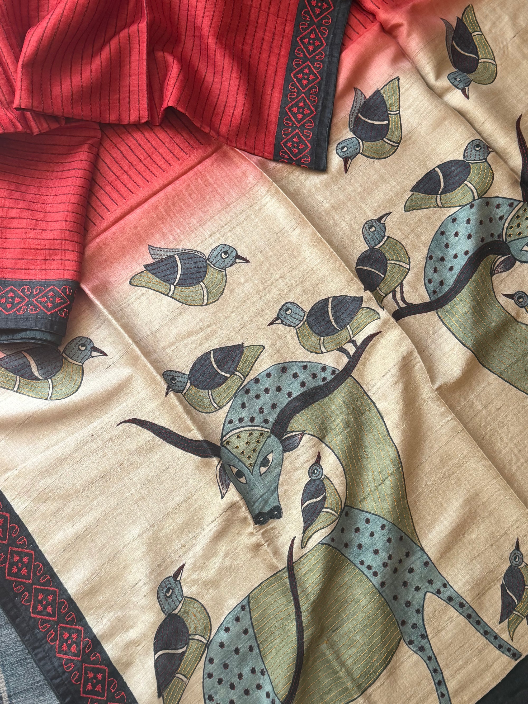 Kamaniya Kantha : Handcrafted Tussar