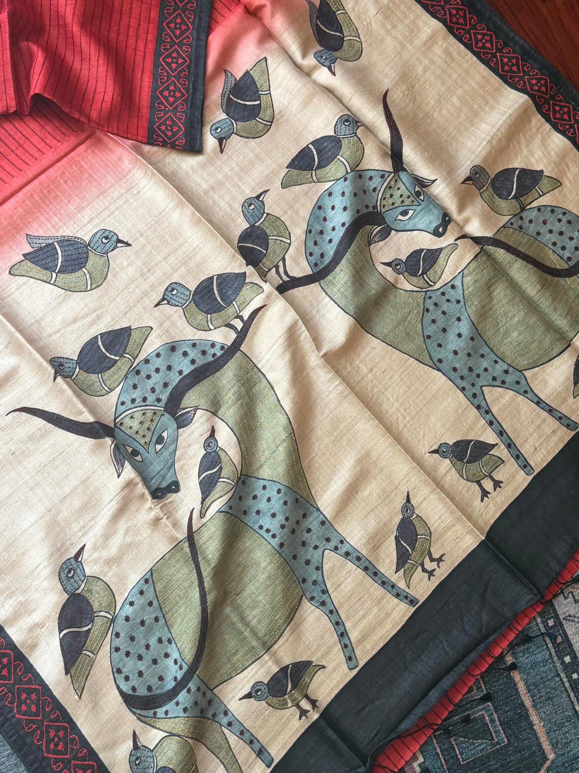 Kamaniya Kantha : Handcrafted Tussar