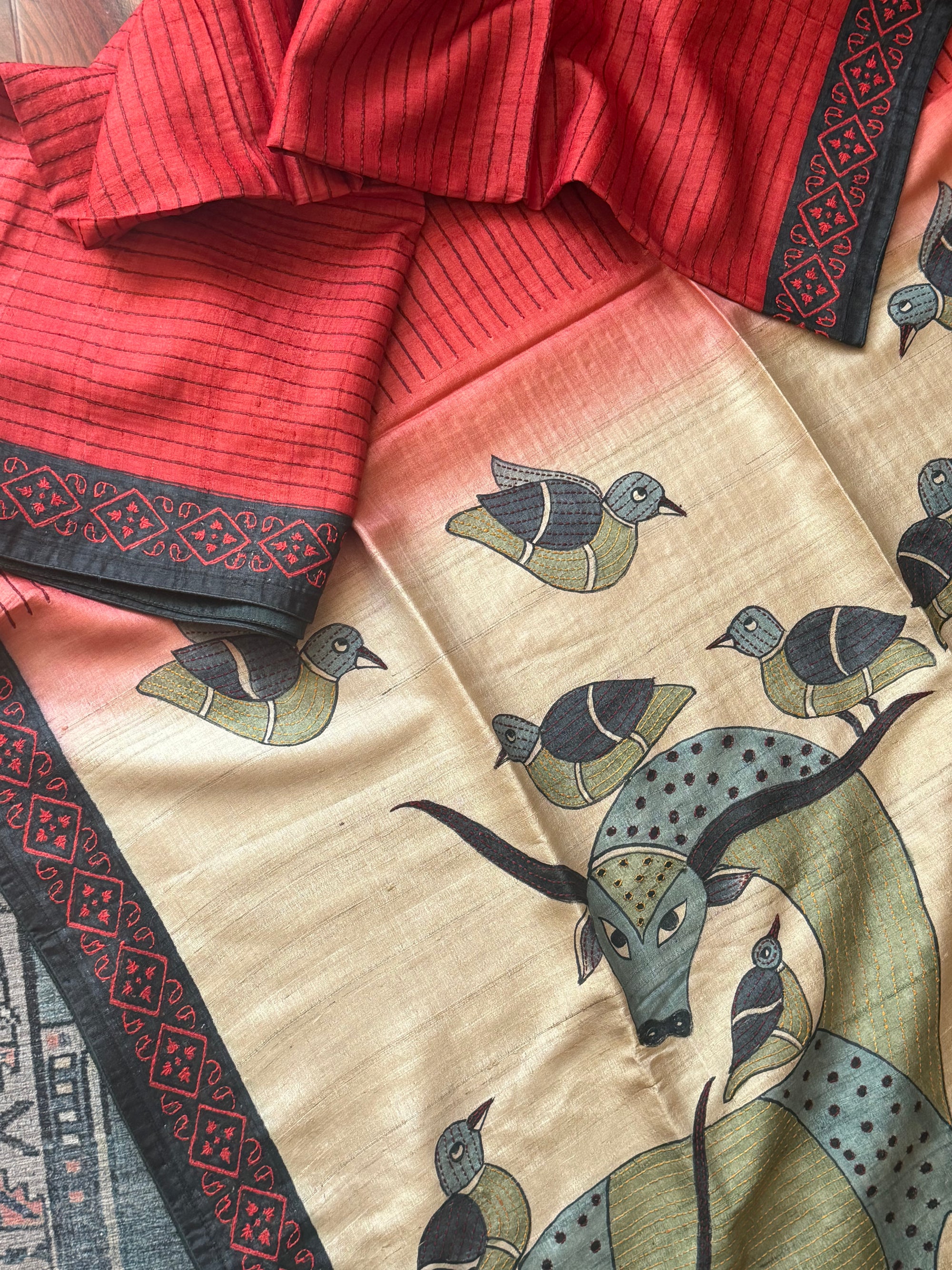 Kamaniya Kantha : Handcrafted Tussar