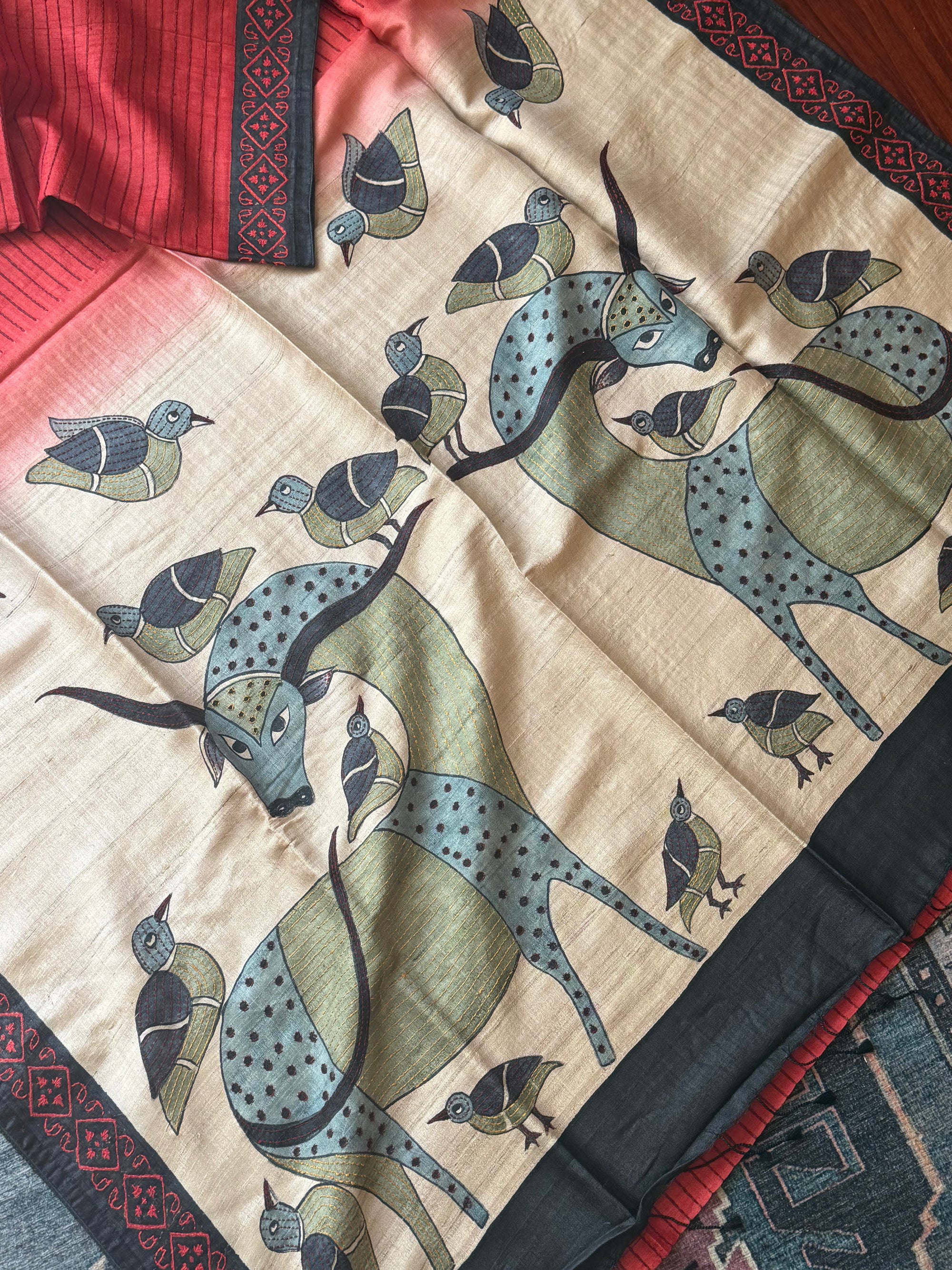 Kamaniya Kantha : Handcrafted Tussar