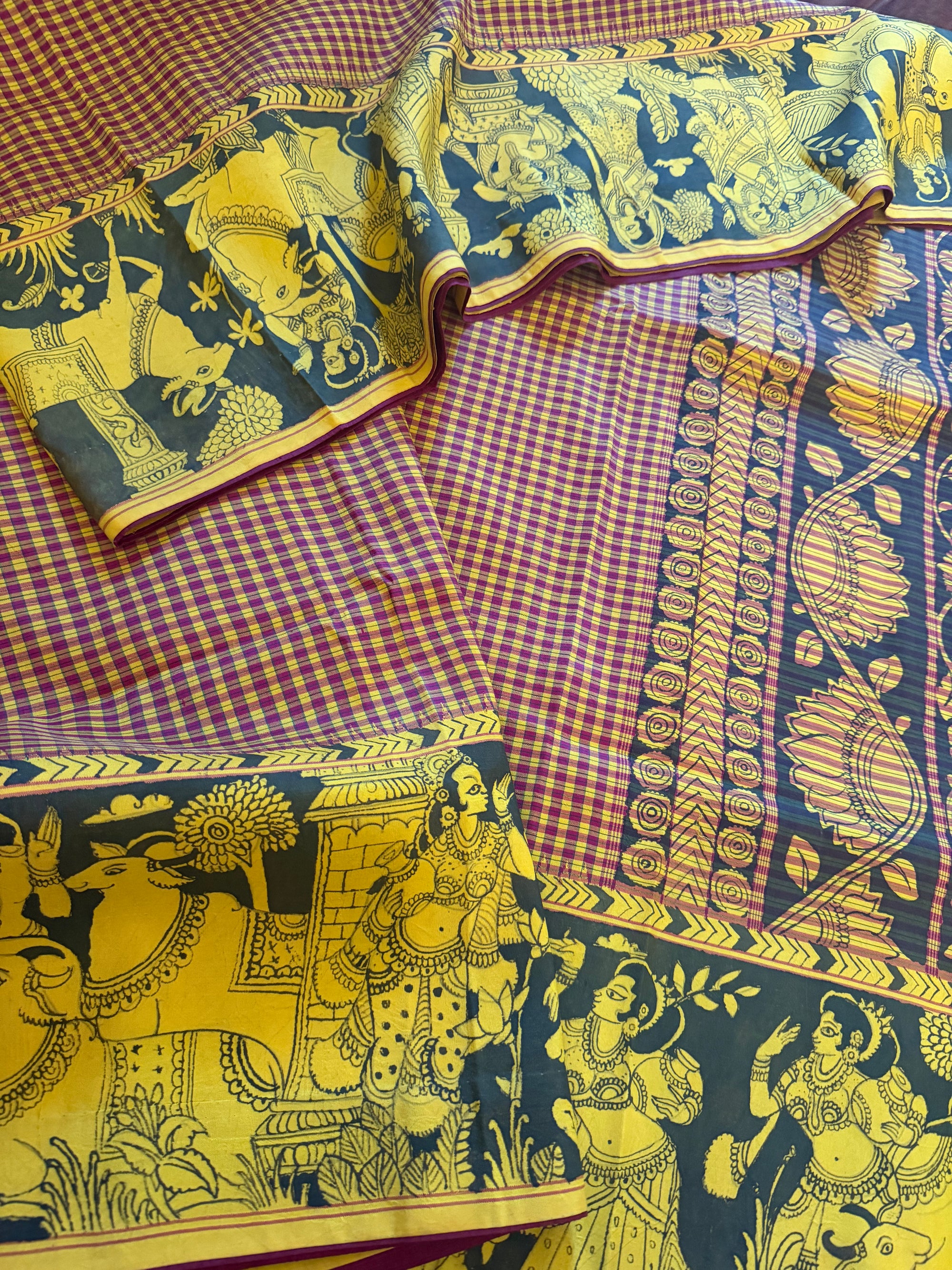 VRIKSHA: Miniature Kalamkari on Kanjivaram Silk