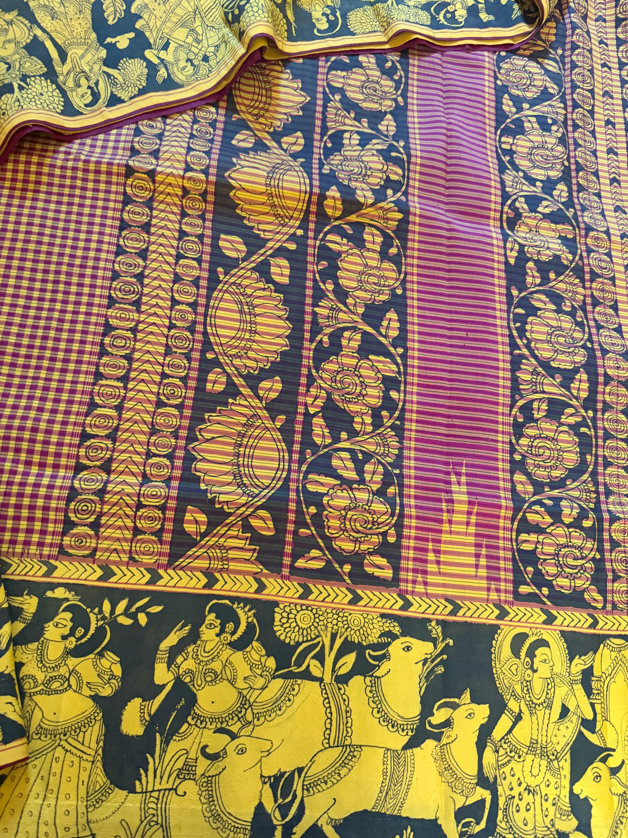 VRIKSHA: Miniature Kalamkari on Kanjivaram Silk