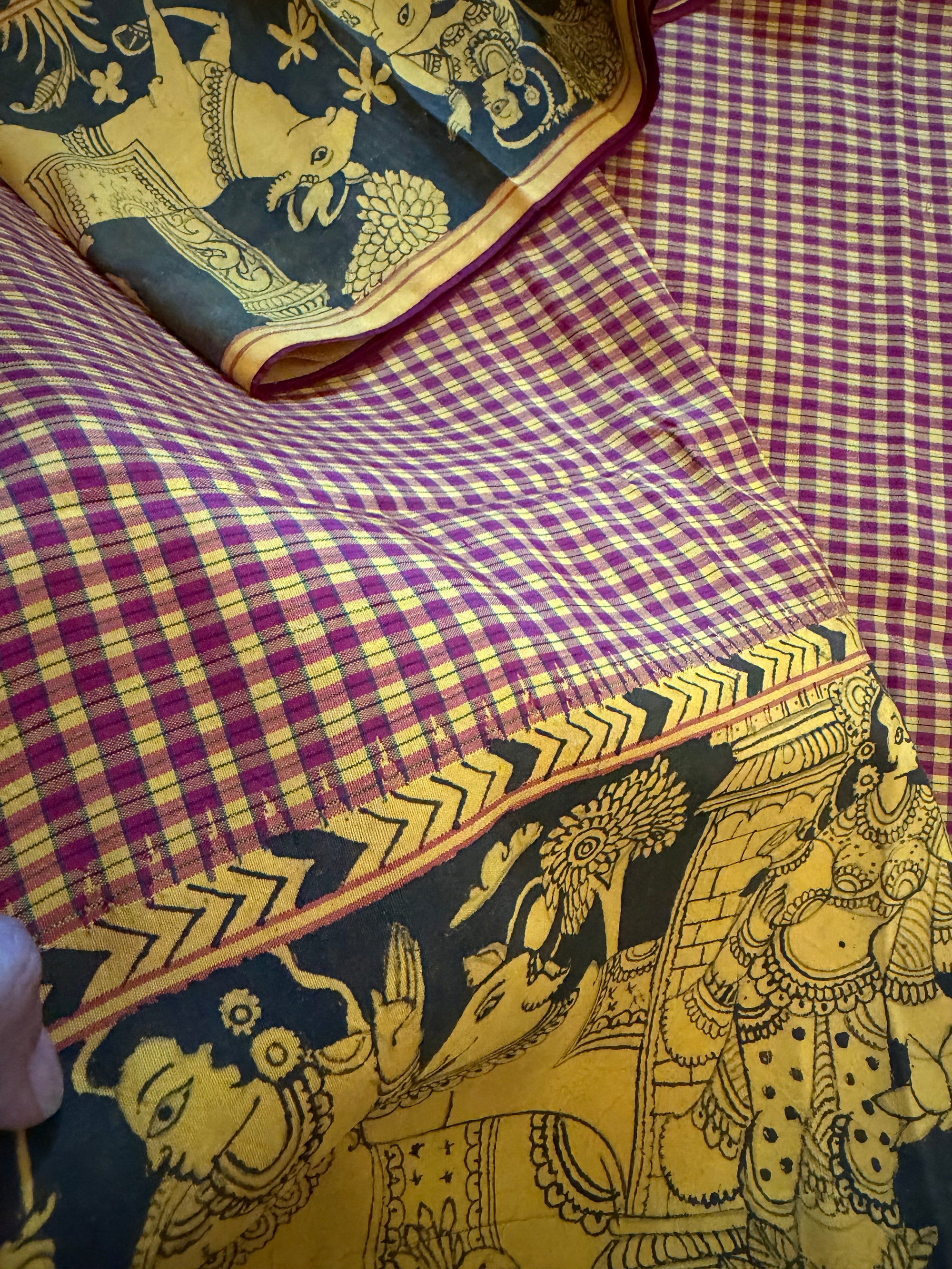 VRIKSHA: Miniature Kalamkari on Kanjivaram Silk