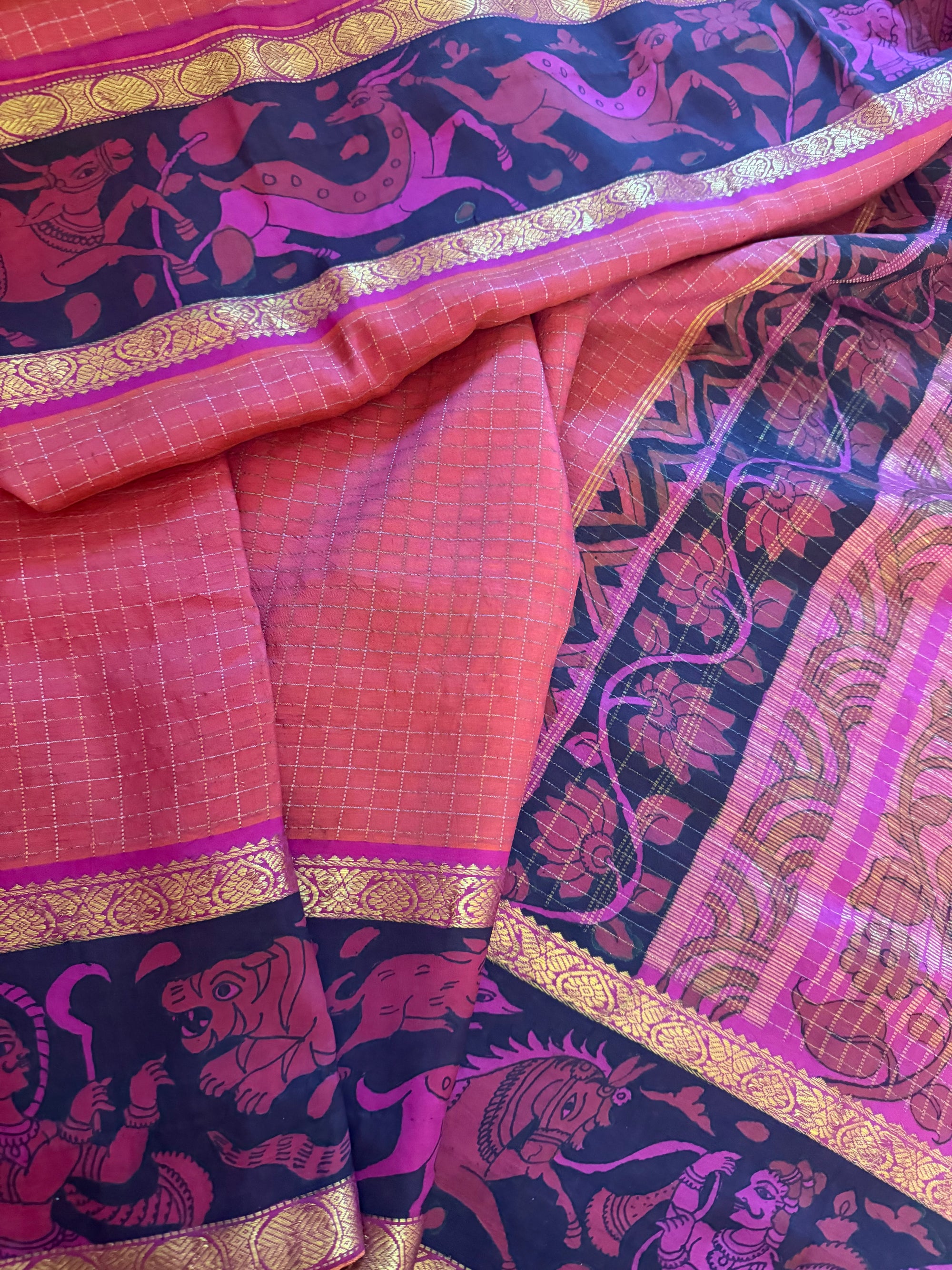 VRIKSHA: Miniature Kalamkari on Kanjivaram Silk