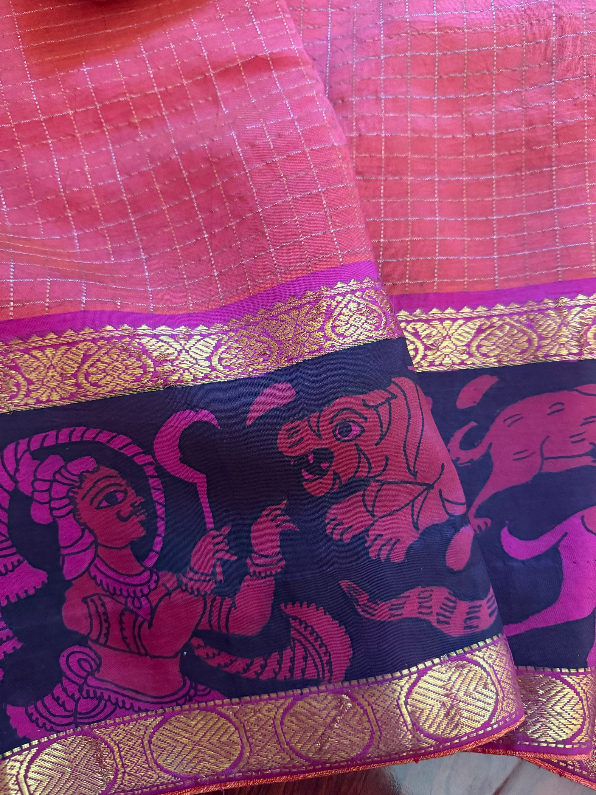 VRIKSHA: Miniature Kalamkari on Kanjivaram Silk