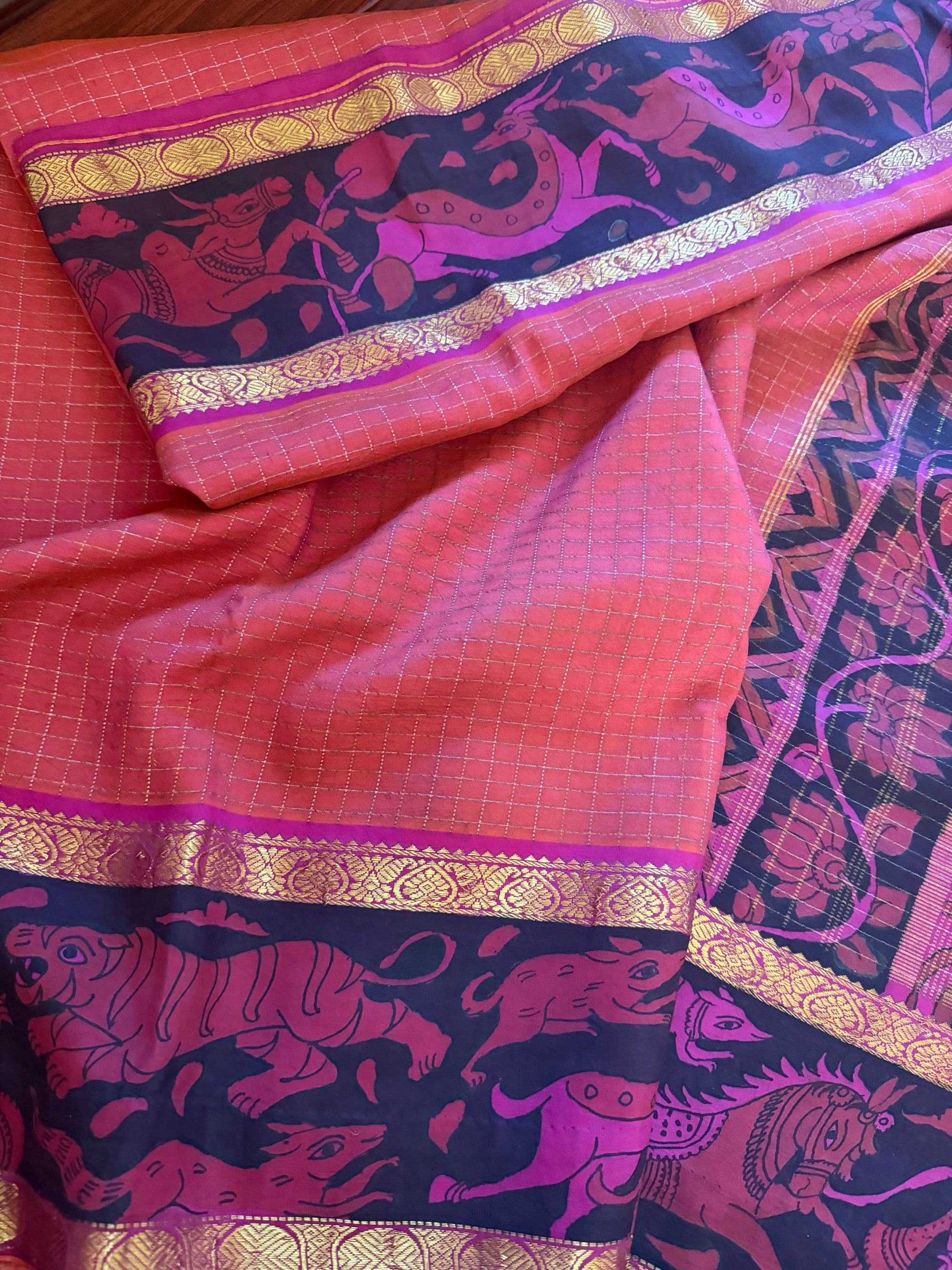 VRIKSHA: Miniature Kalamkari on Kanjivaram Silk