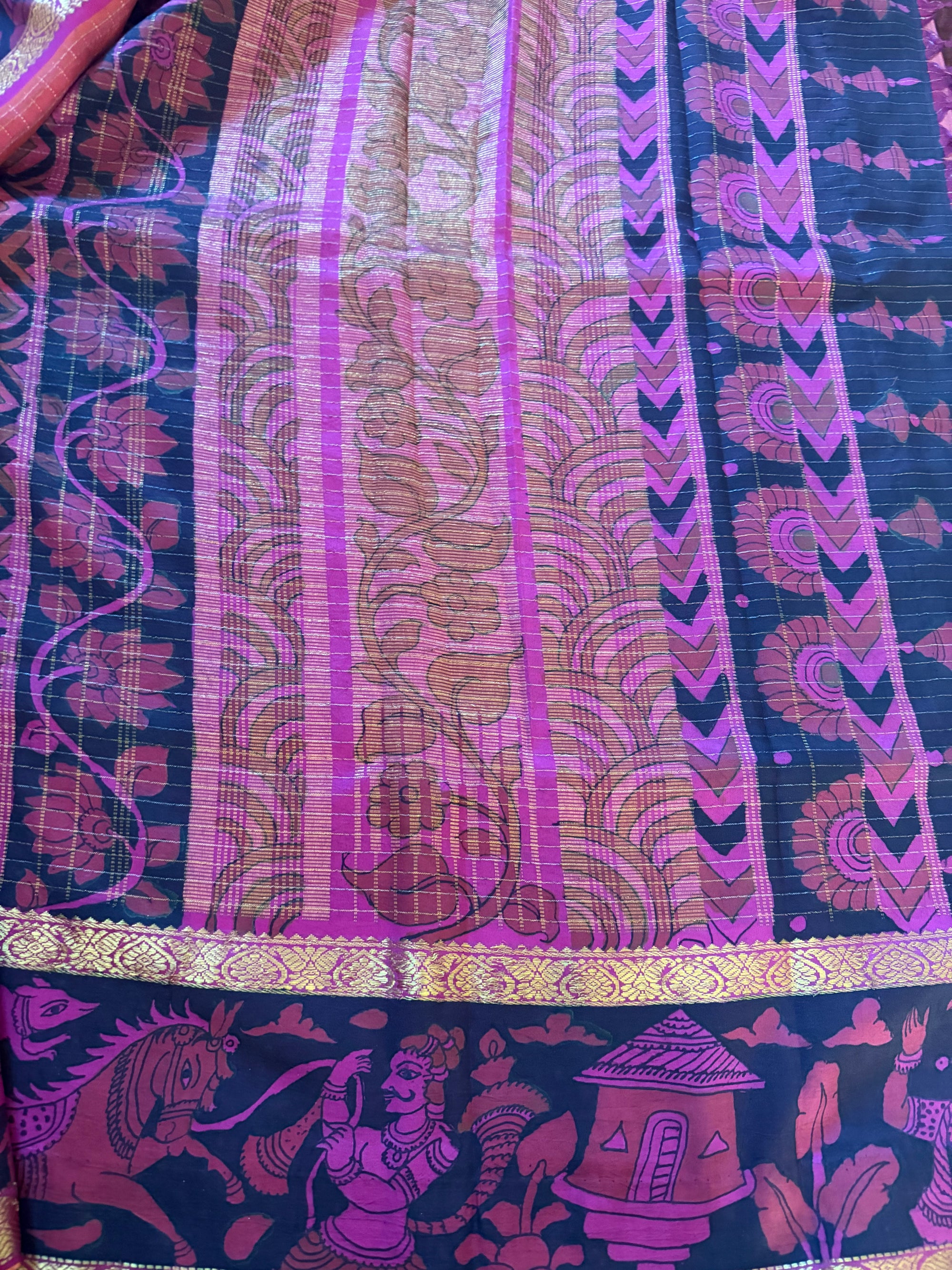 VRIKSHA: Miniature Kalamkari on Kanjivaram Silk