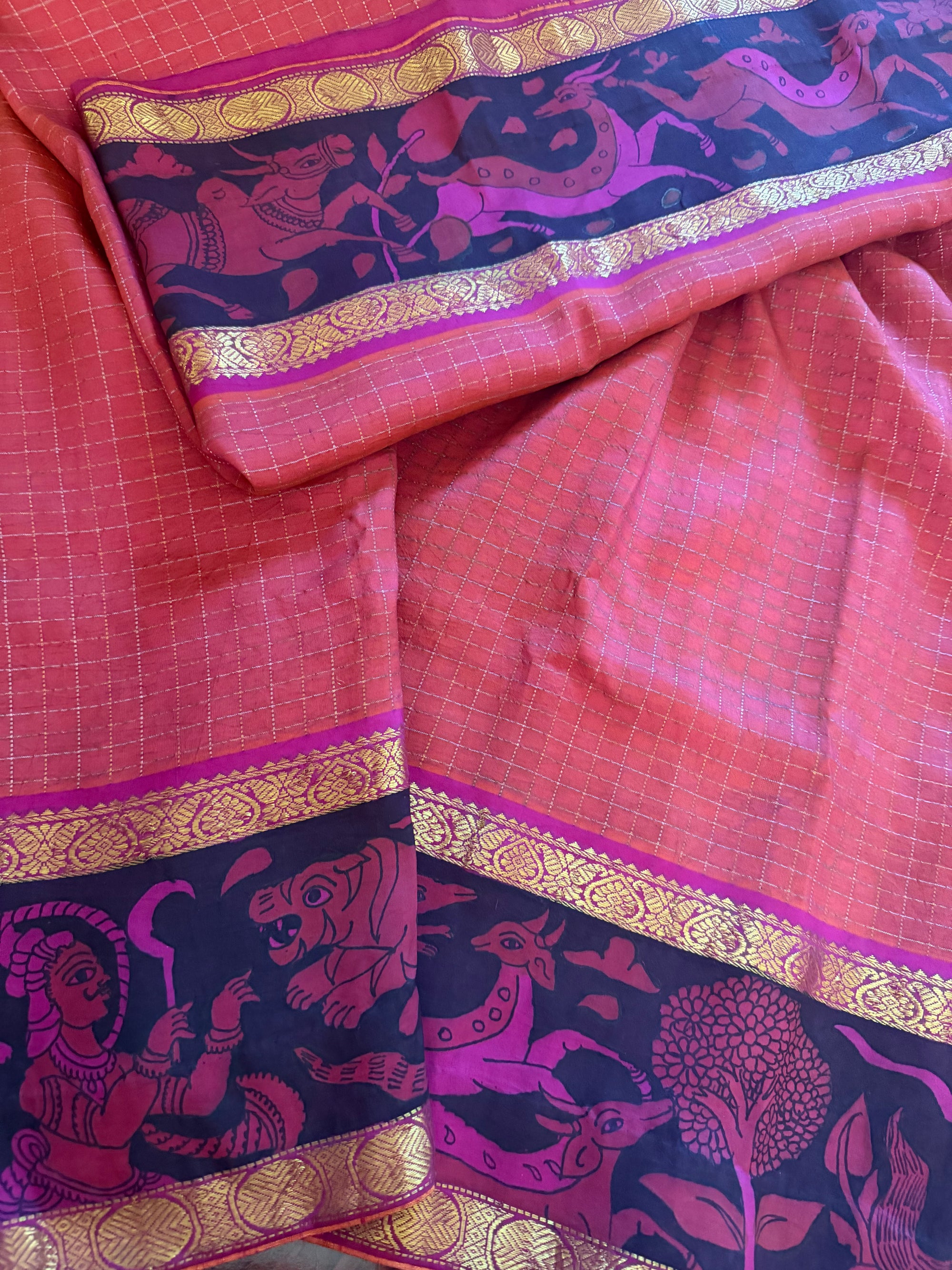 VRIKSHA: Miniature Kalamkari on Kanjivaram Silk