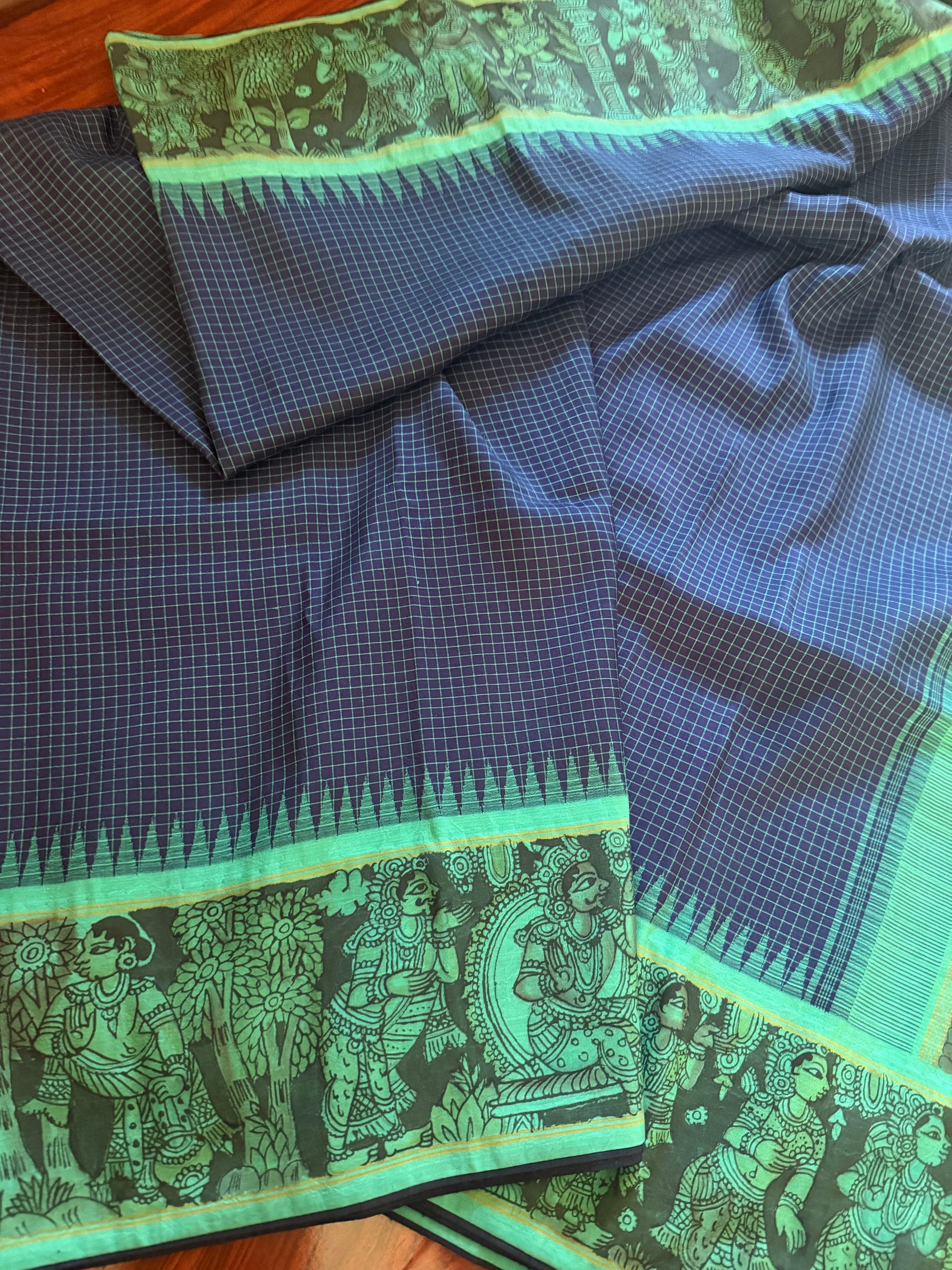 VRIKSHA: Miniature Kalamkari on Kanjivaram Silk