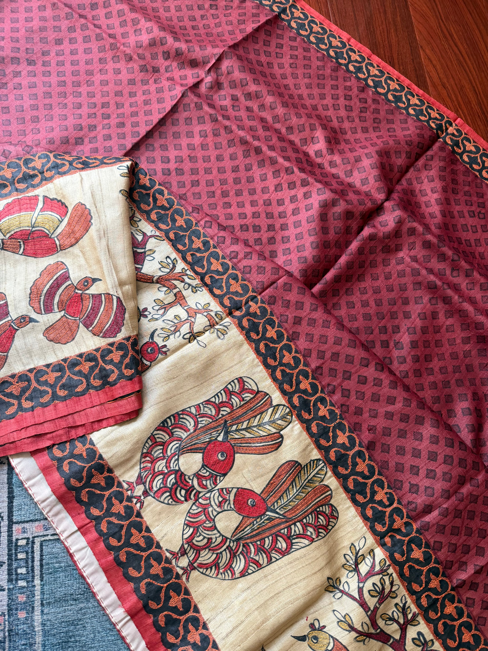 Kamaniya Kantha : Handcrafted Tussar