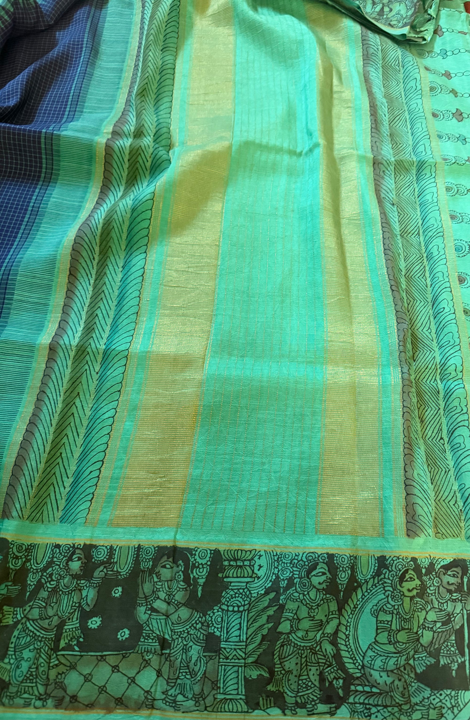 VRIKSHA: Miniature Kalamkari on Kanjivaram Silk