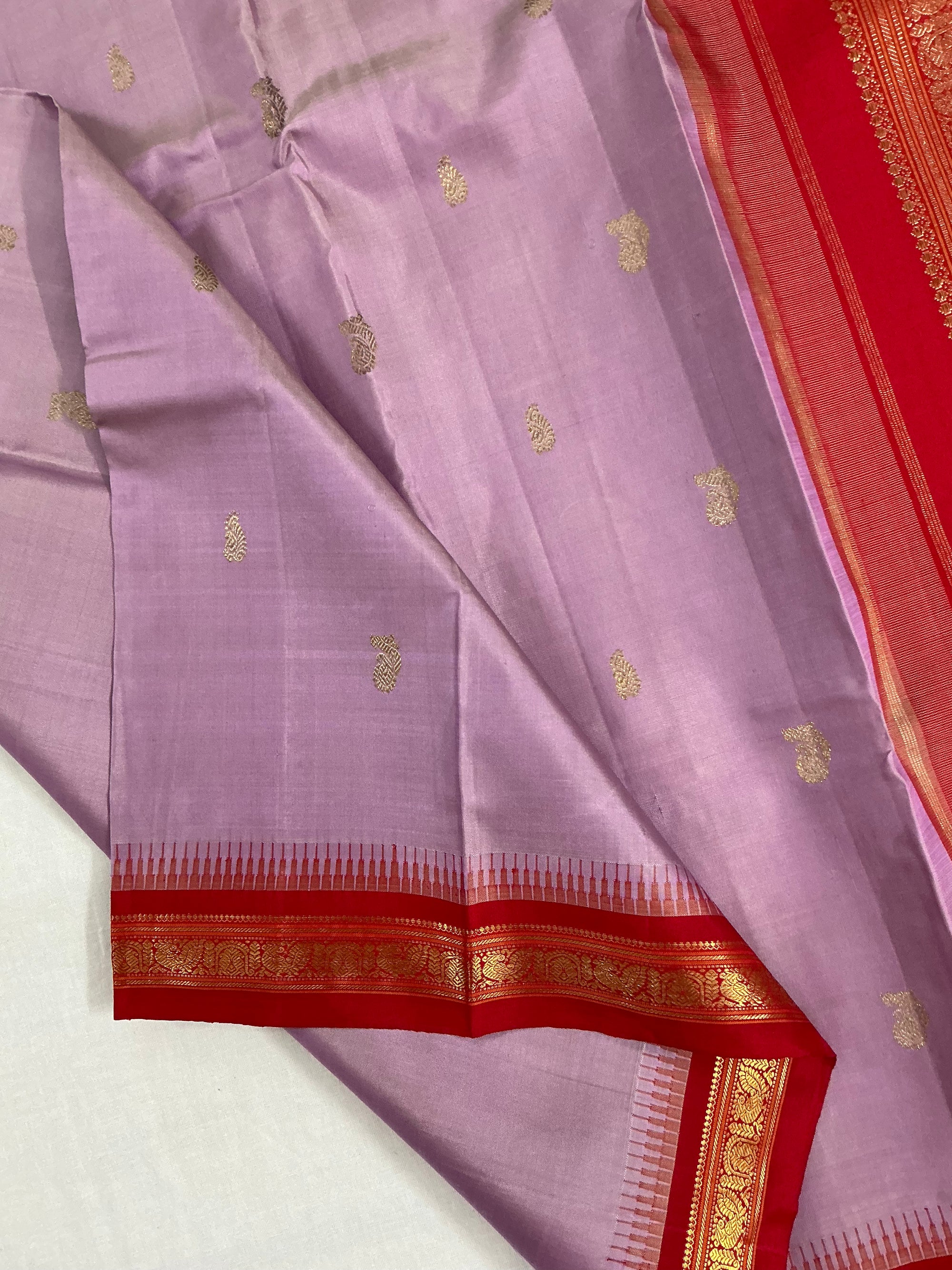 MAATHEY: Small border Korvai Kanjivaram