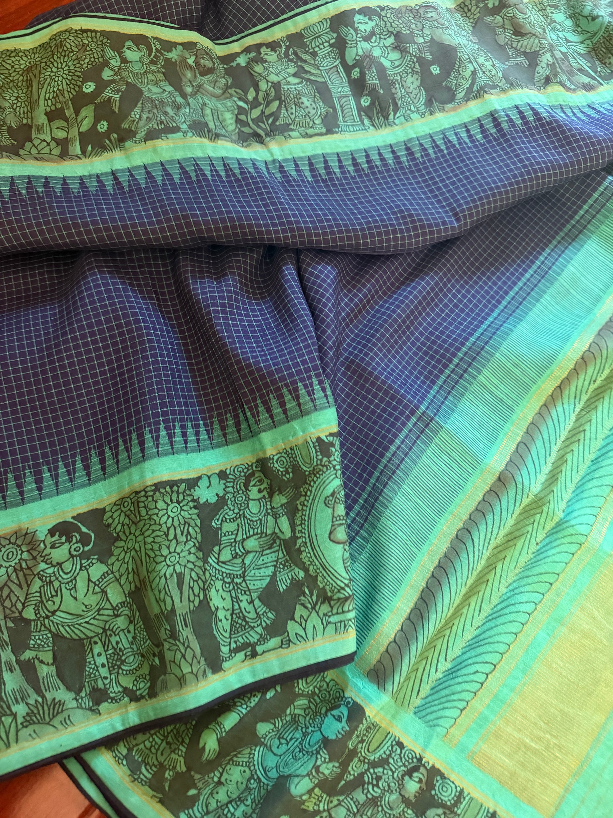 VRIKSHA: Miniature Kalamkari on Kanjivaram Silk