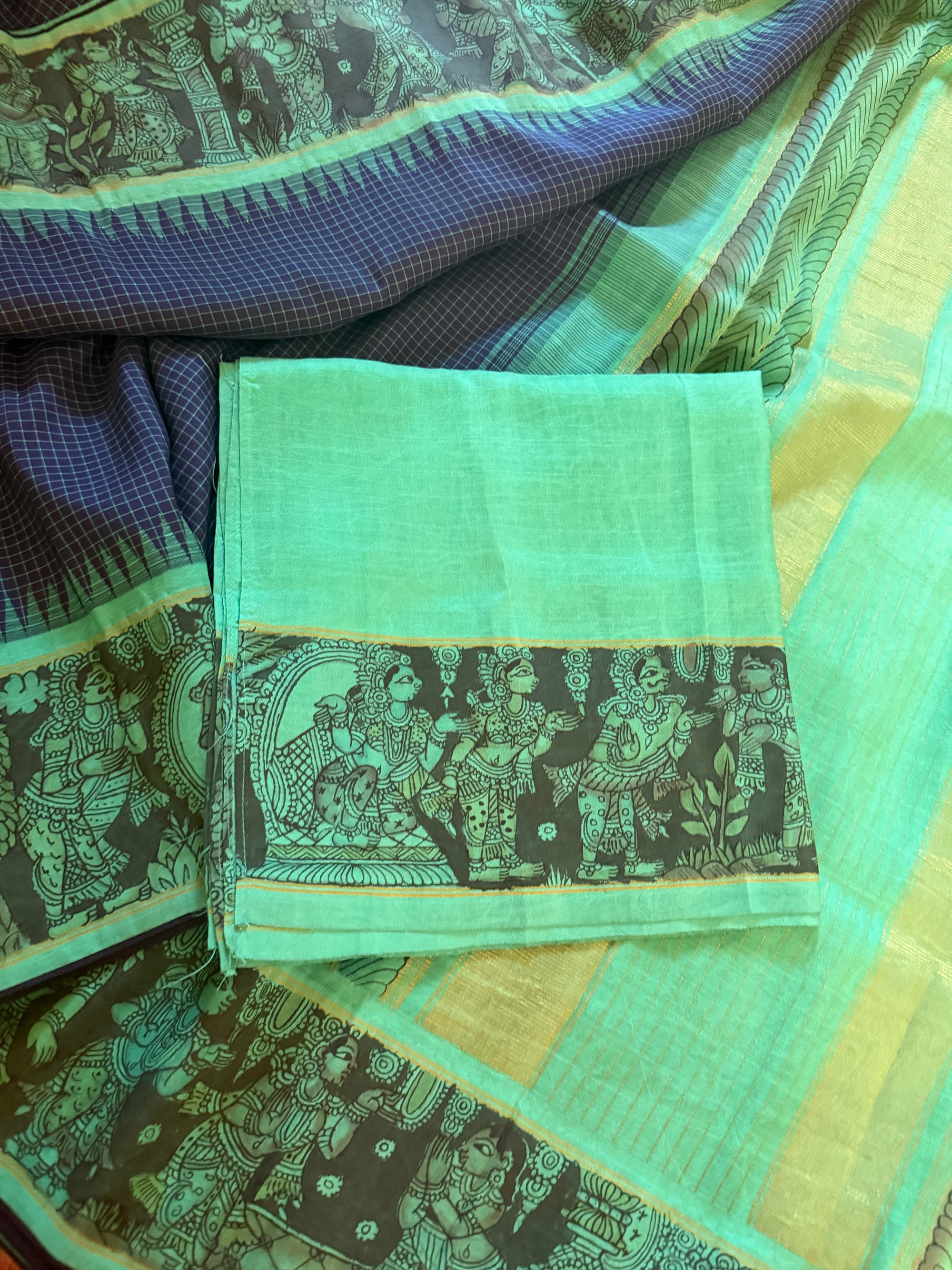 VRIKSHA: Miniature Kalamkari on Kanjivaram Silk