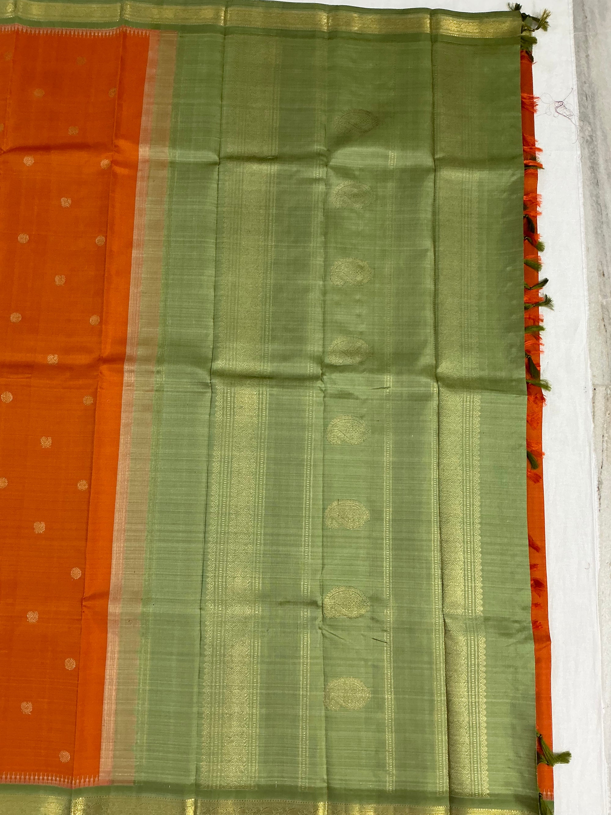 MAATHEY: Small border Korvai Kanjivaram