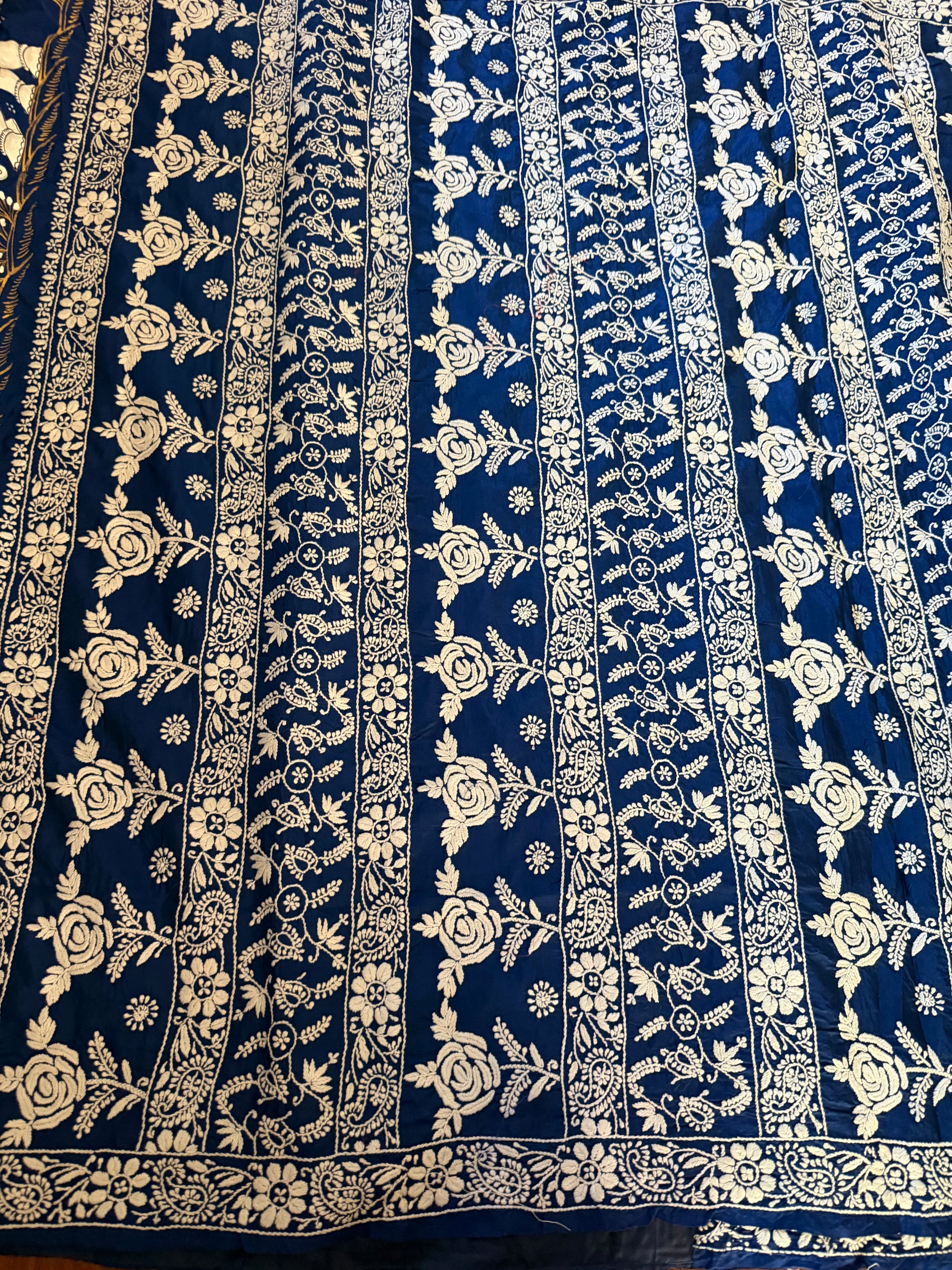 VRIKSHA: Pattachitra &amp; Chikankari on a mulberry silk