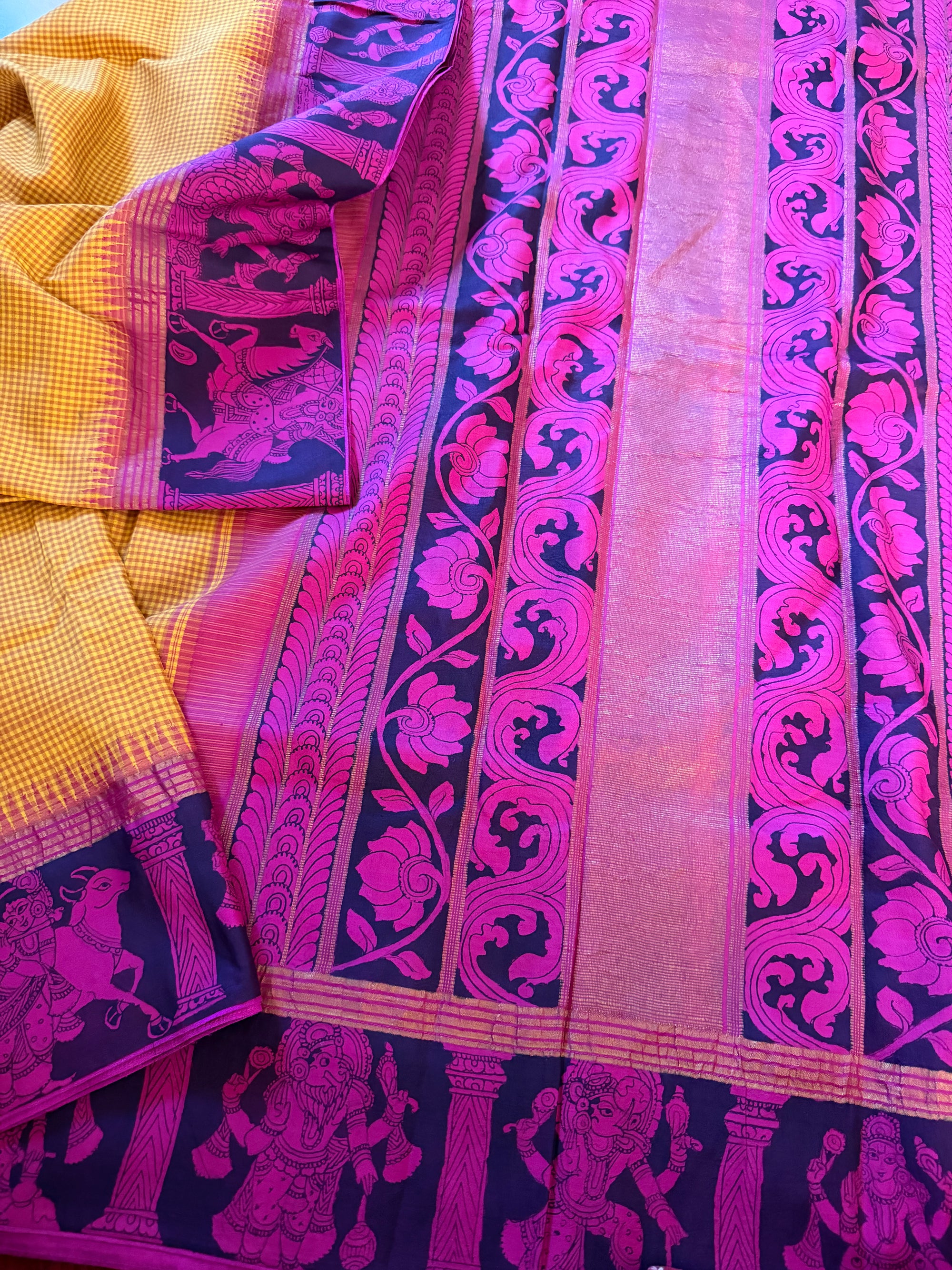 VRIKSHA: Miniature Kalamkari on Kanjivaram Silk