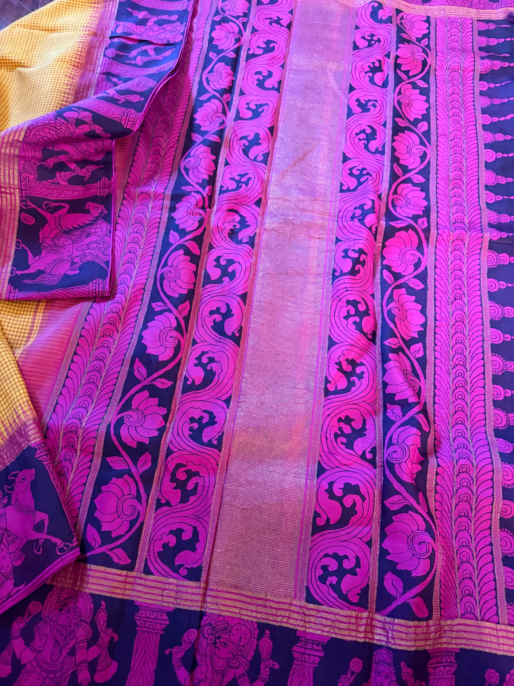 VRIKSHA: Miniature Kalamkari on Kanjivaram Silk