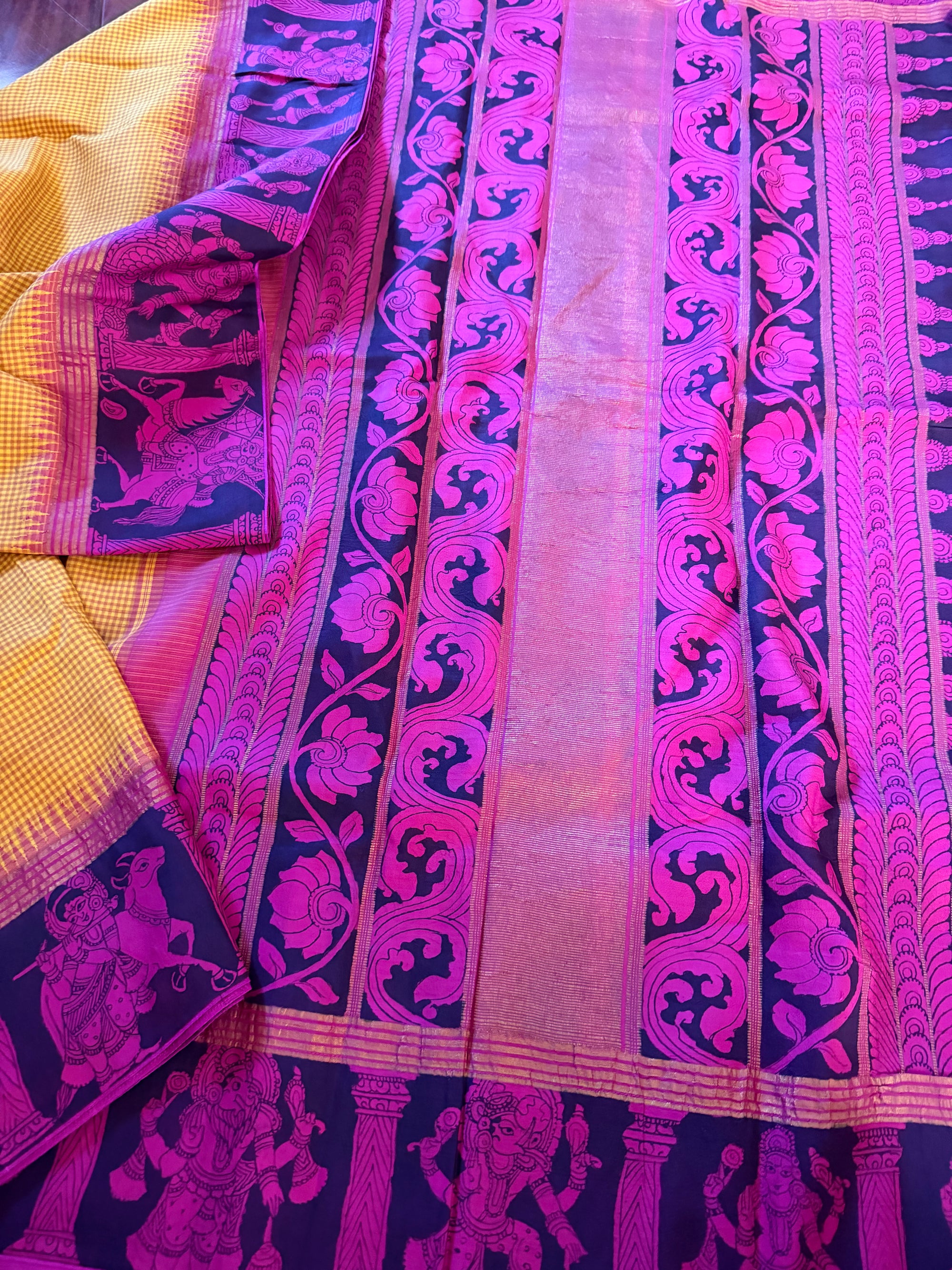 VRIKSHA: Miniature Kalamkari on Kanjivaram Silk
