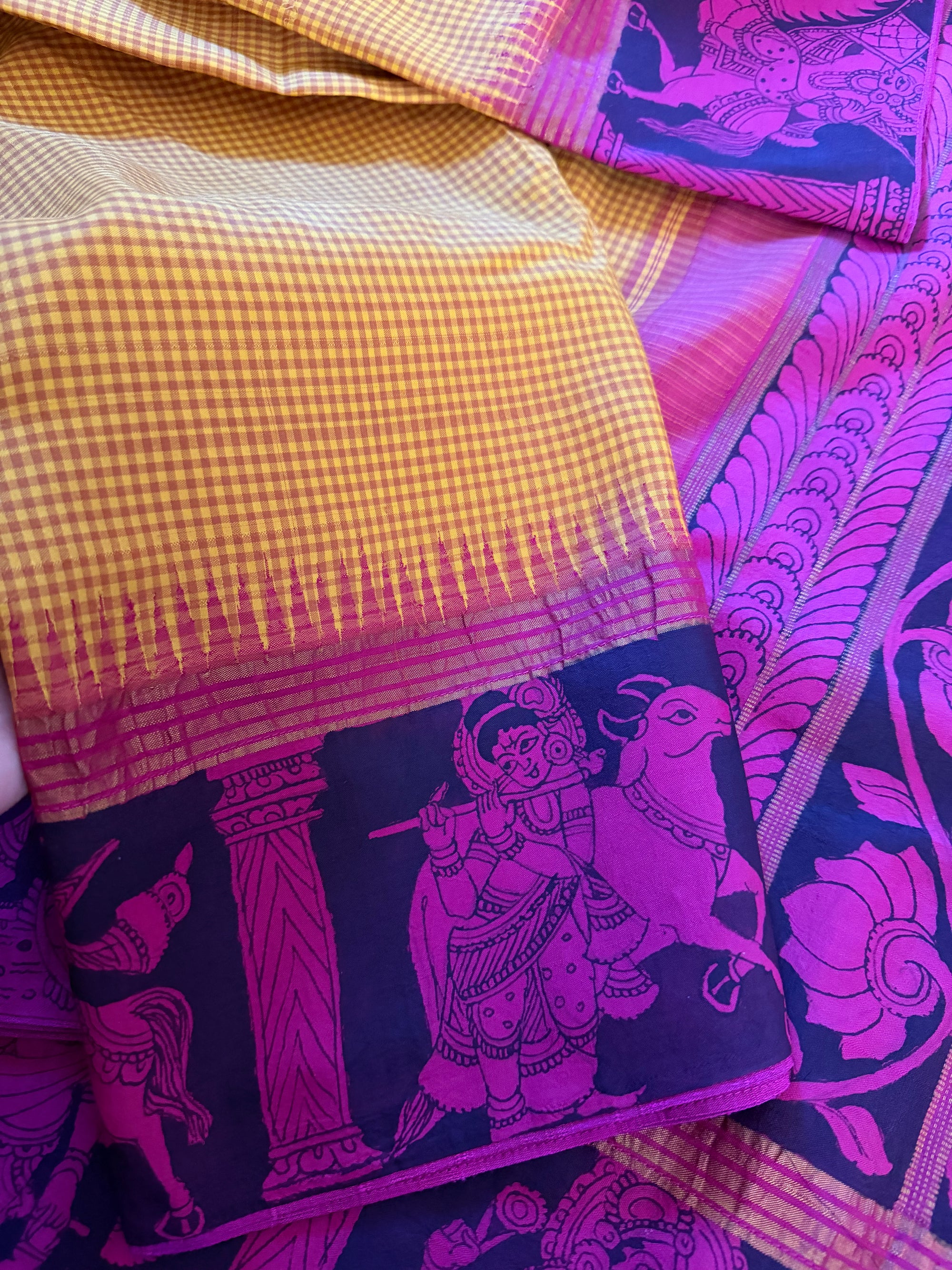 VRIKSHA: Miniature Kalamkari on Kanjivaram Silk