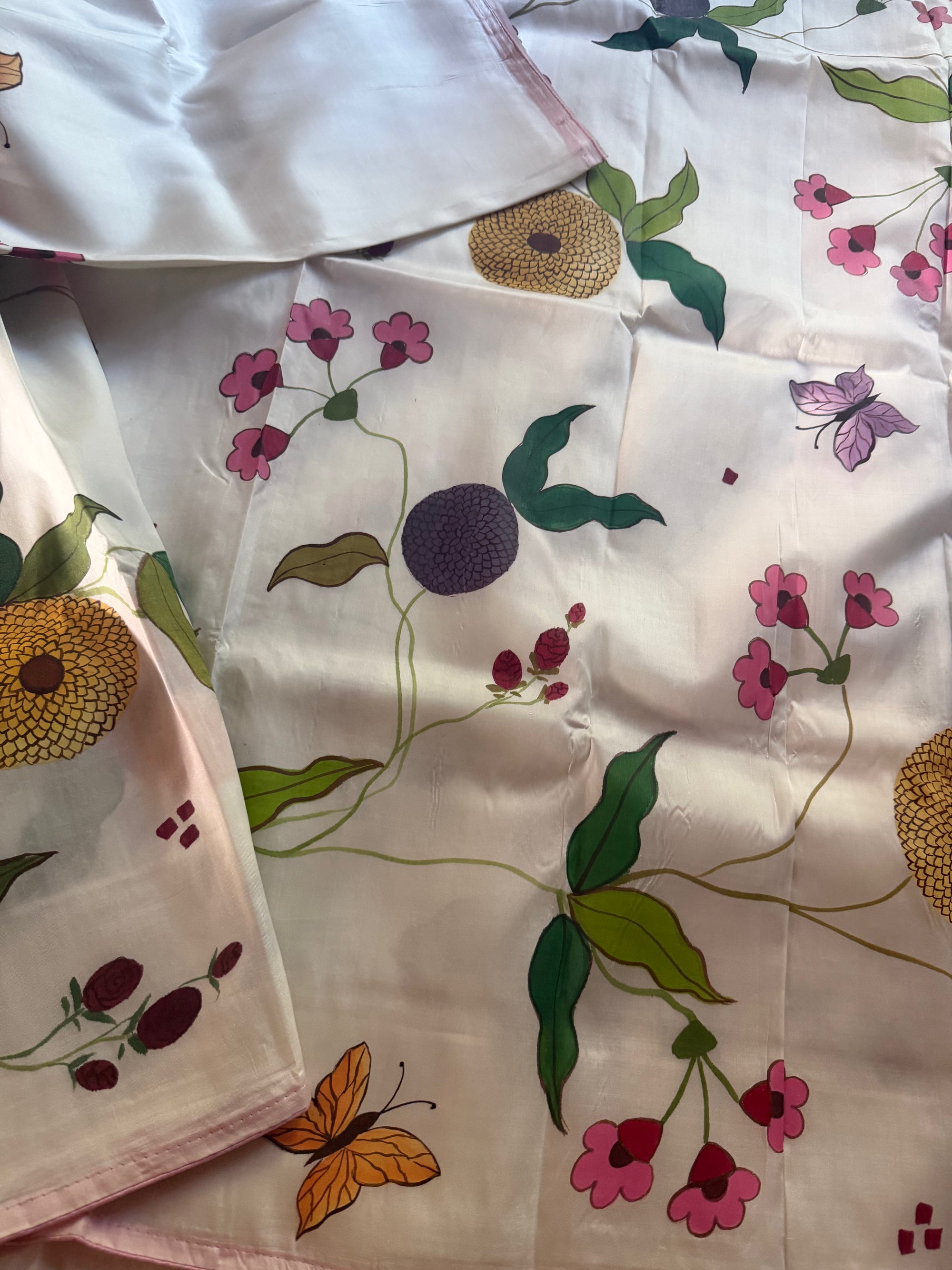 VRIKSHA: Handpainted Mulberry silk