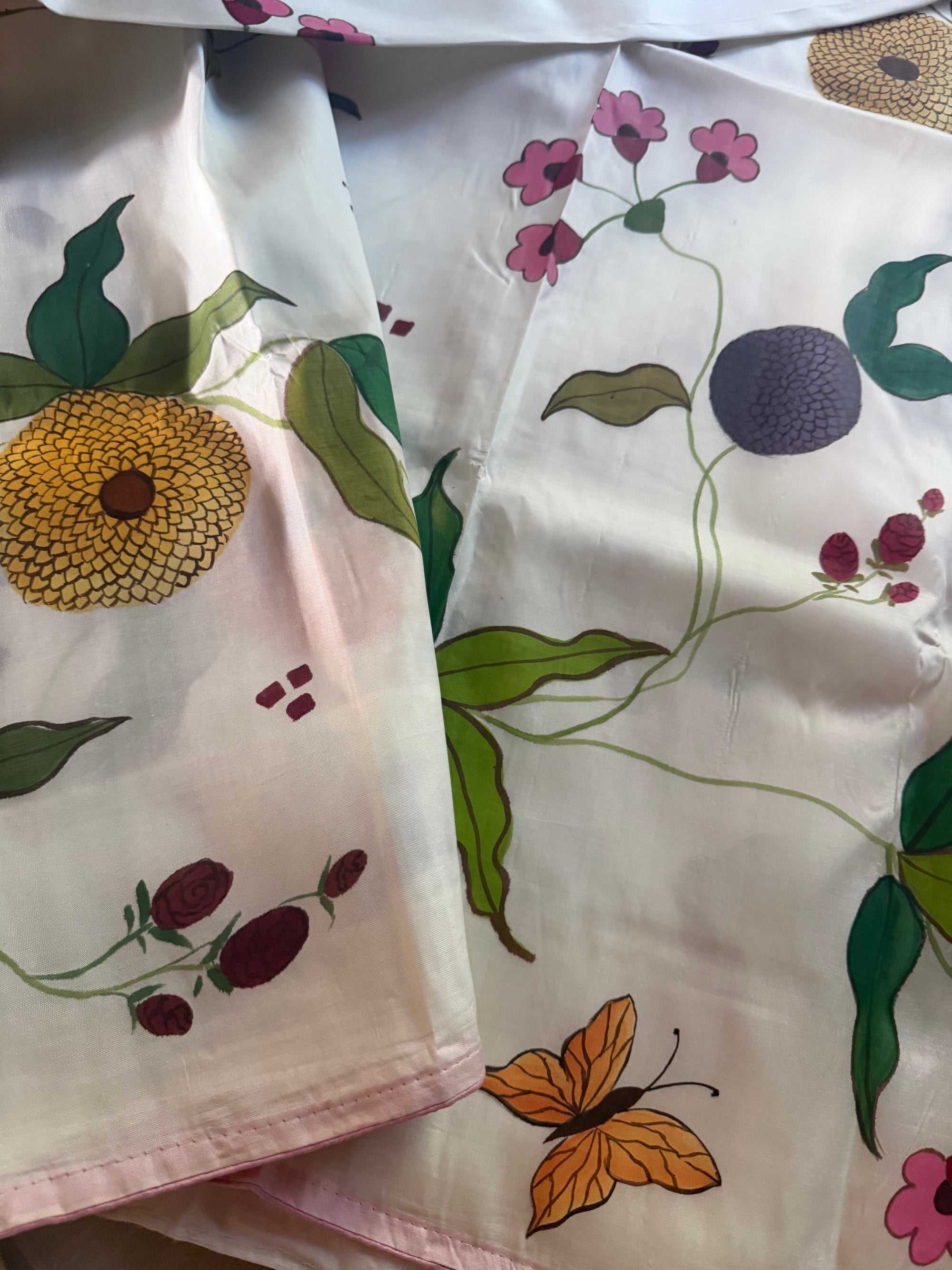 VRIKSHA: Handpainted Mulberry silk