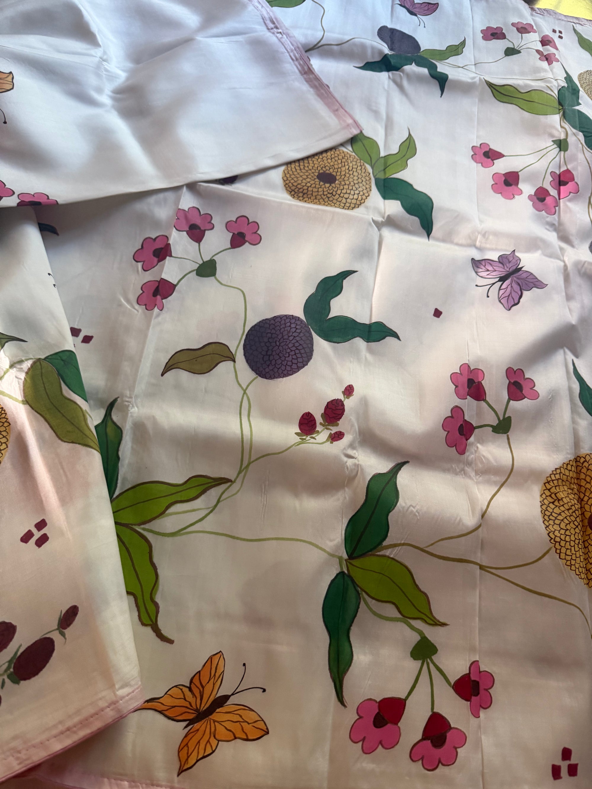VRIKSHA: Handpainted Mulberry silk