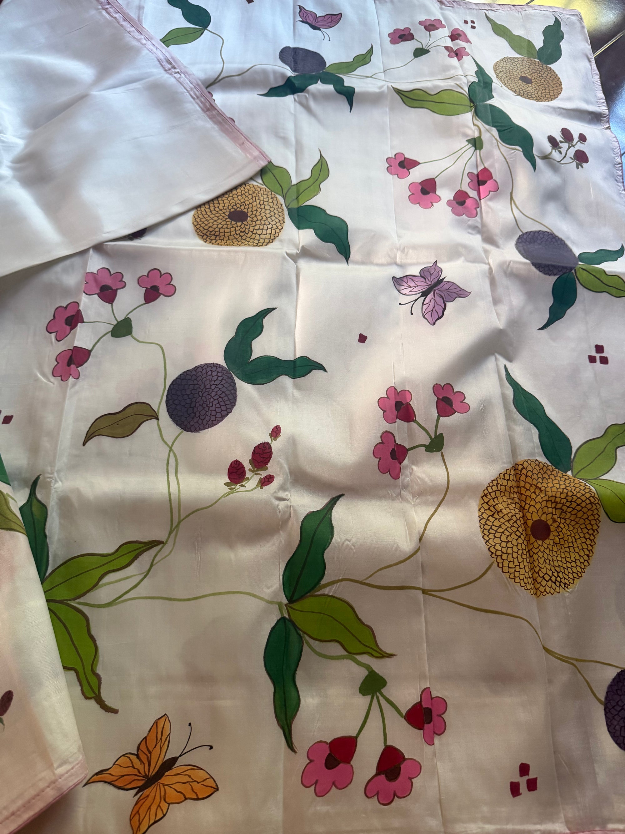VRIKSHA: Handpainted Mulberry silk