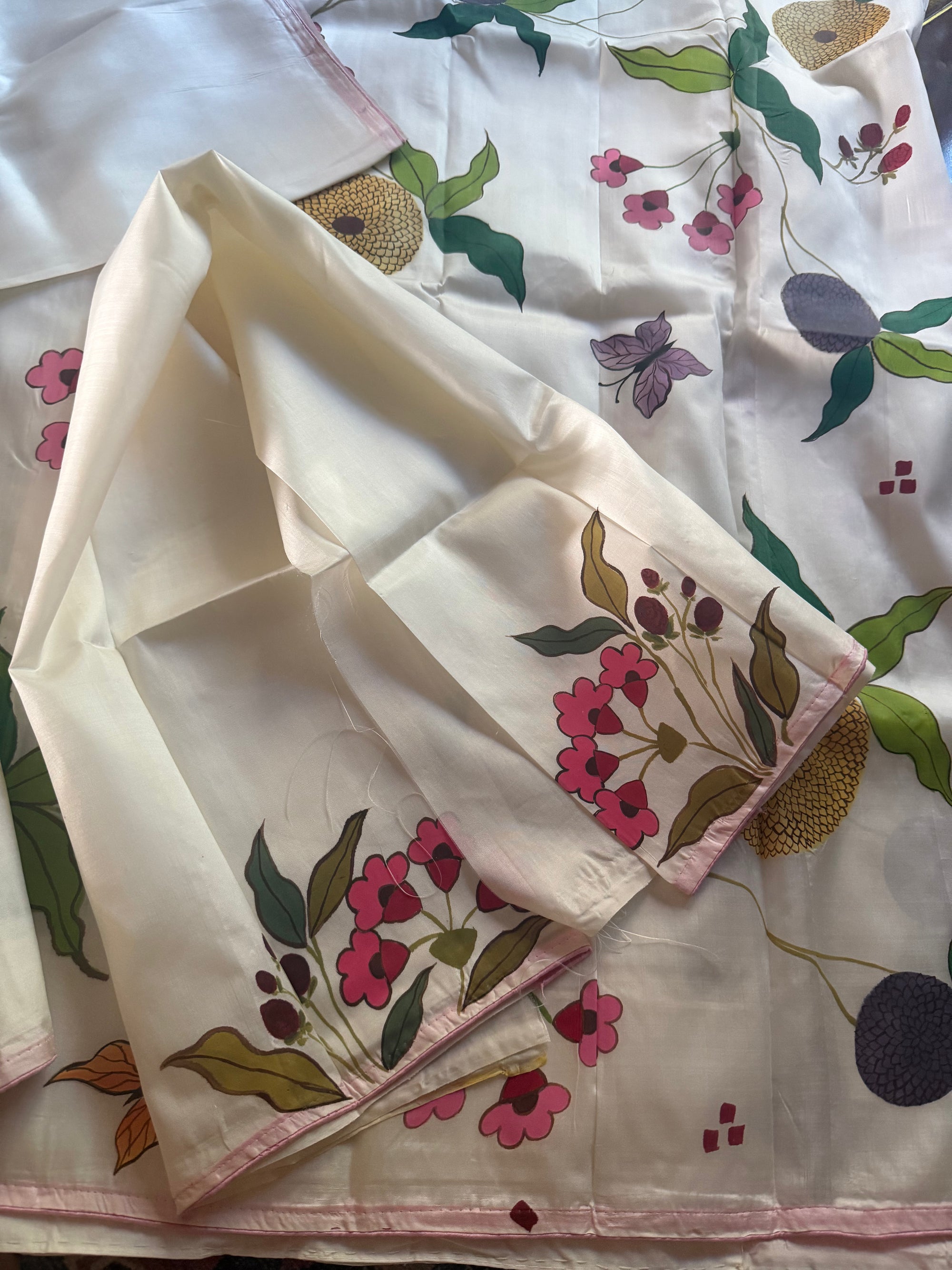 VRIKSHA: Handpainted Mulberry silk