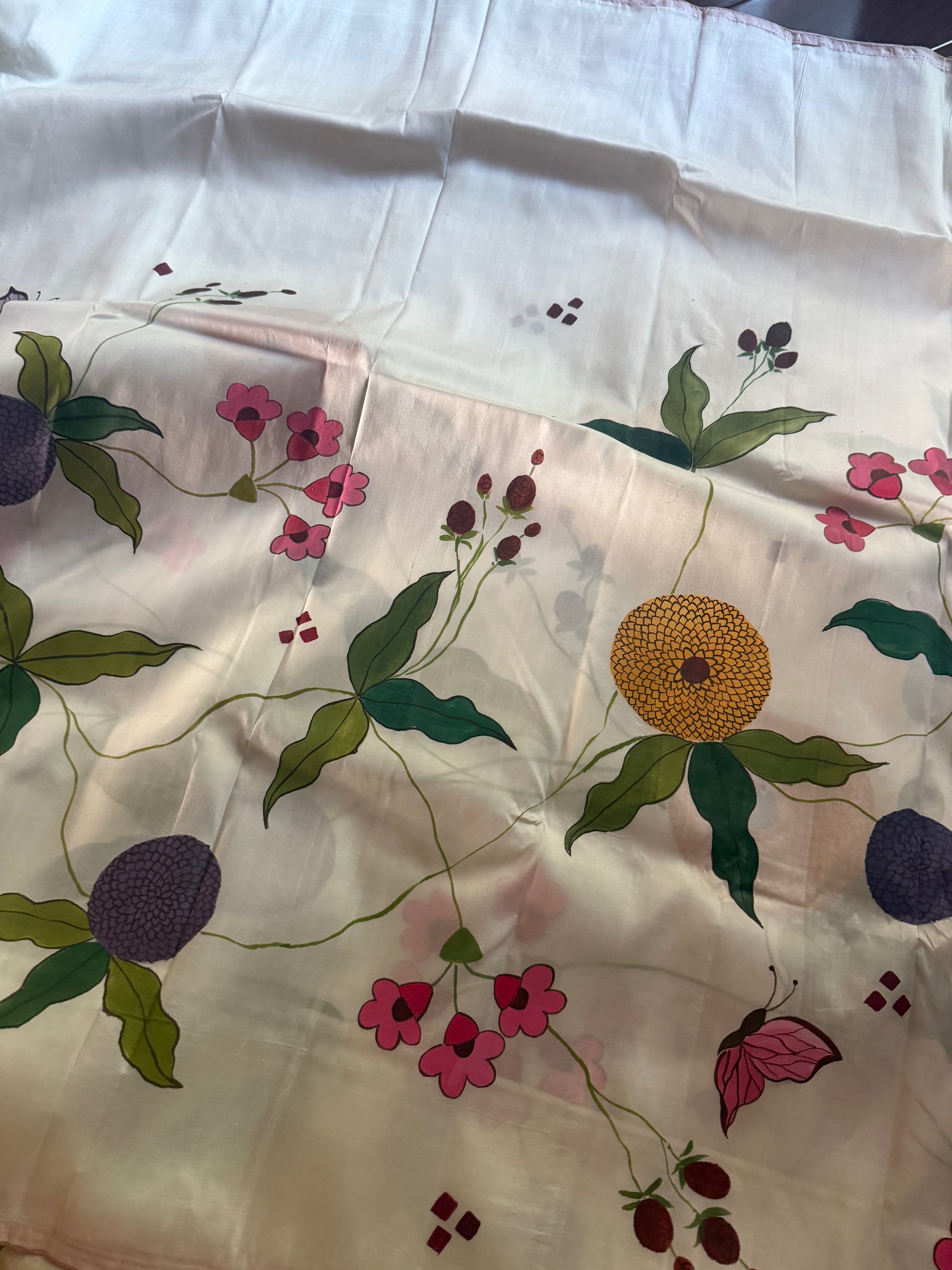 VRIKSHA: Handpainted Mulberry silk