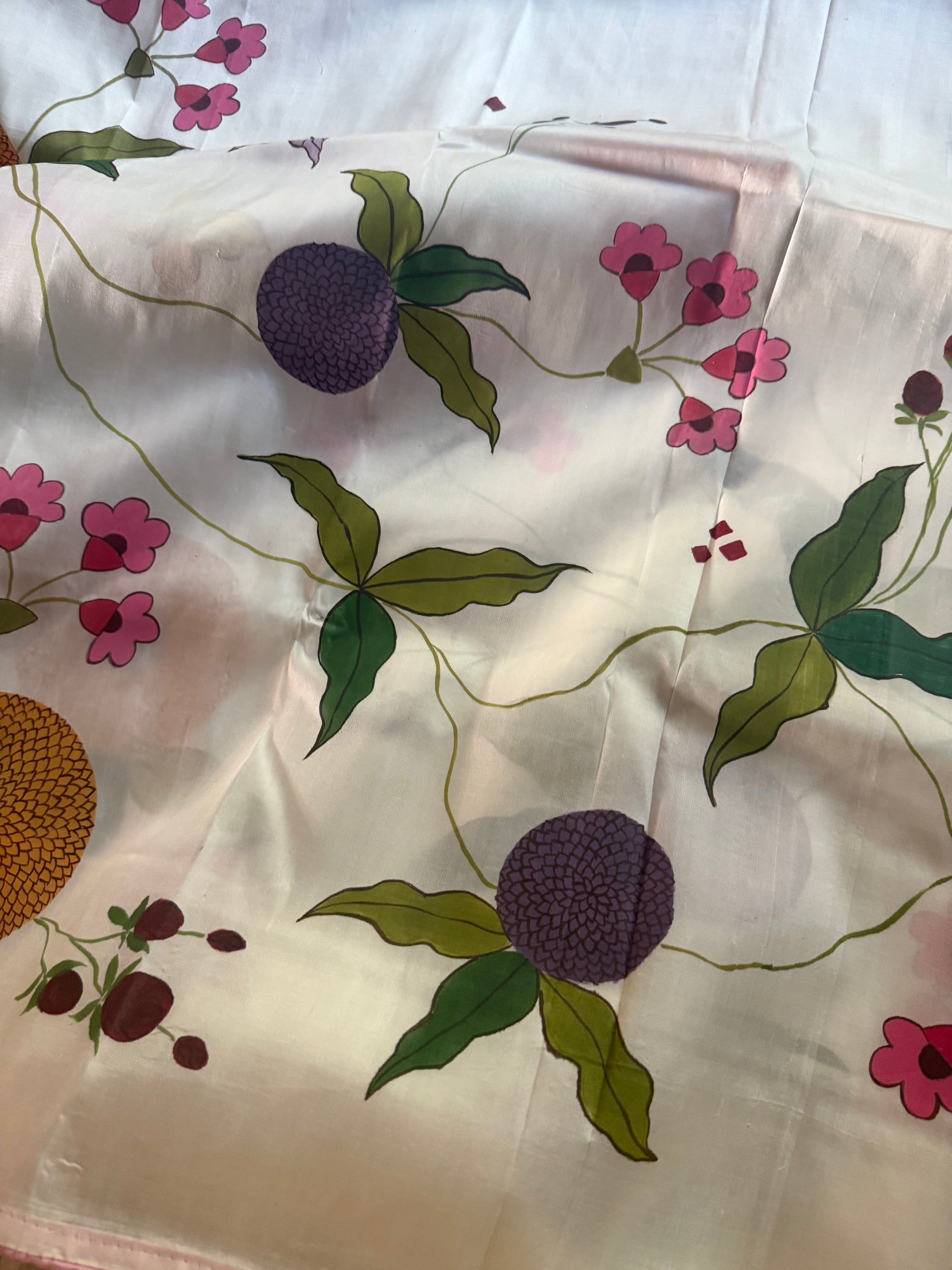 VRIKSHA: Handpainted Mulberry silk