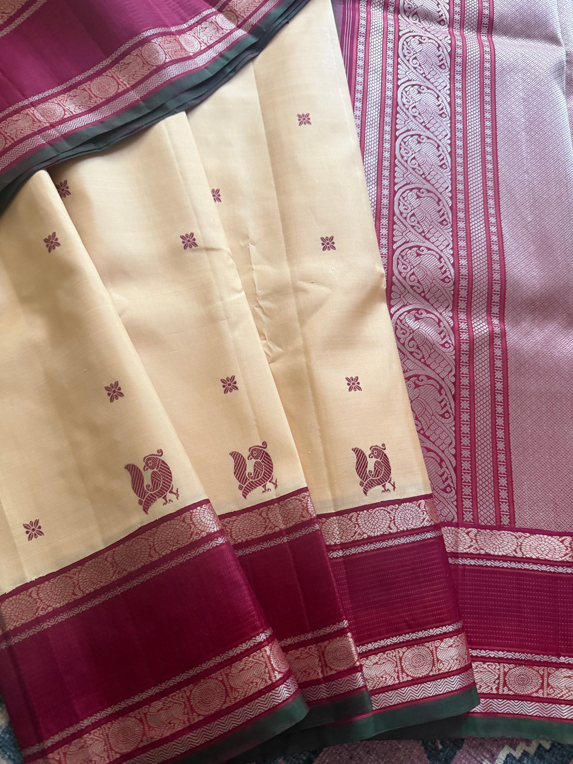 No Zari  Kanjivaram Silk : Vintage Inspired with Beetu Butta