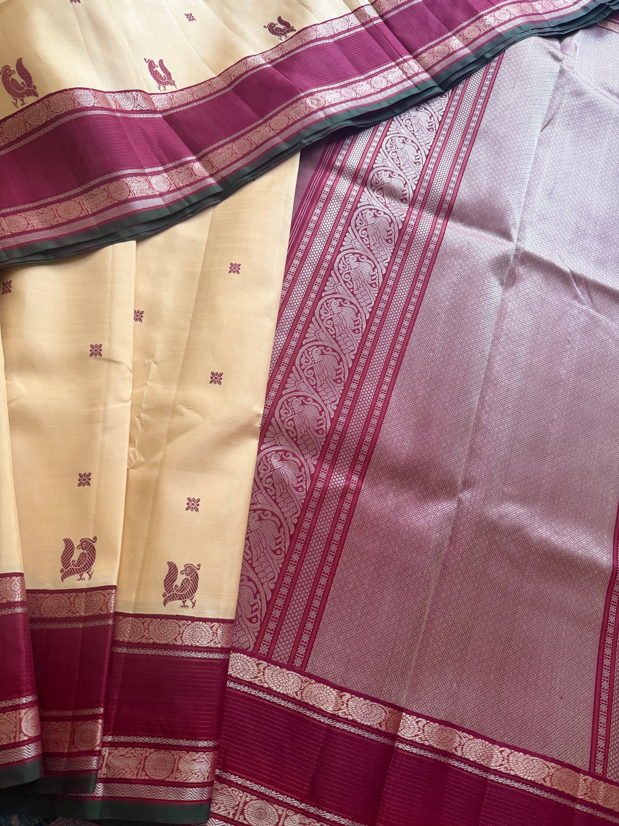 No Zari  Kanjivaram Silk : Vintage Inspired with Beetu Butta