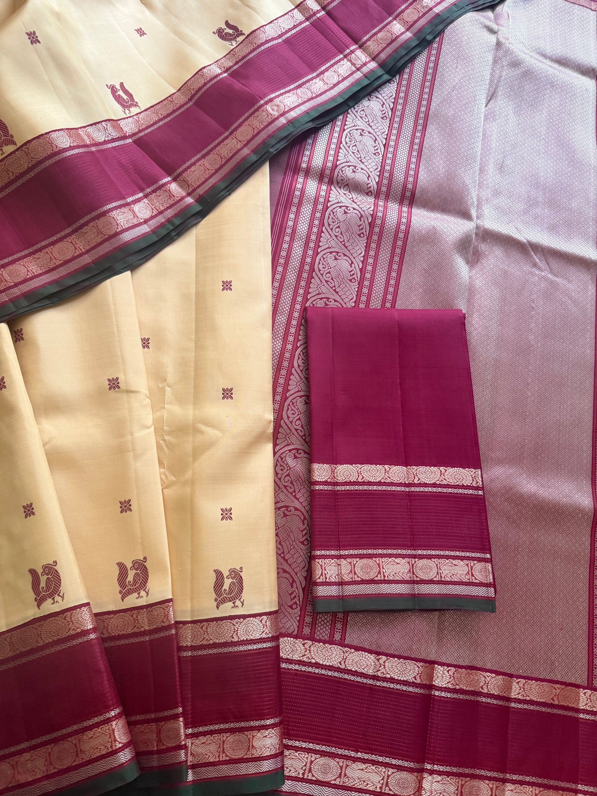 No Zari  Kanjivaram Silk : Vintage Inspired with Beetu Butta