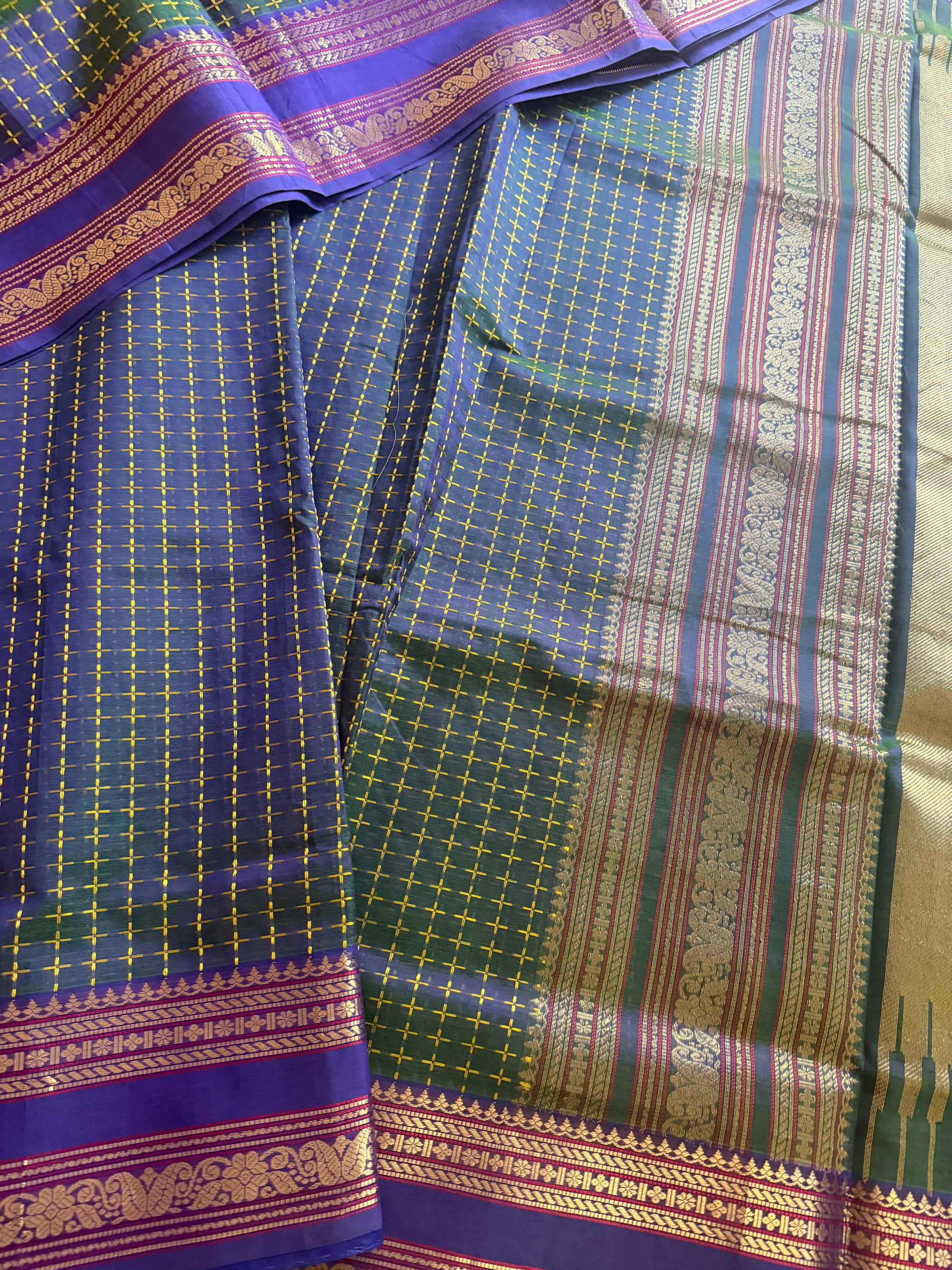 Silk Cotton :  Plus Butta (Peacock Blue)