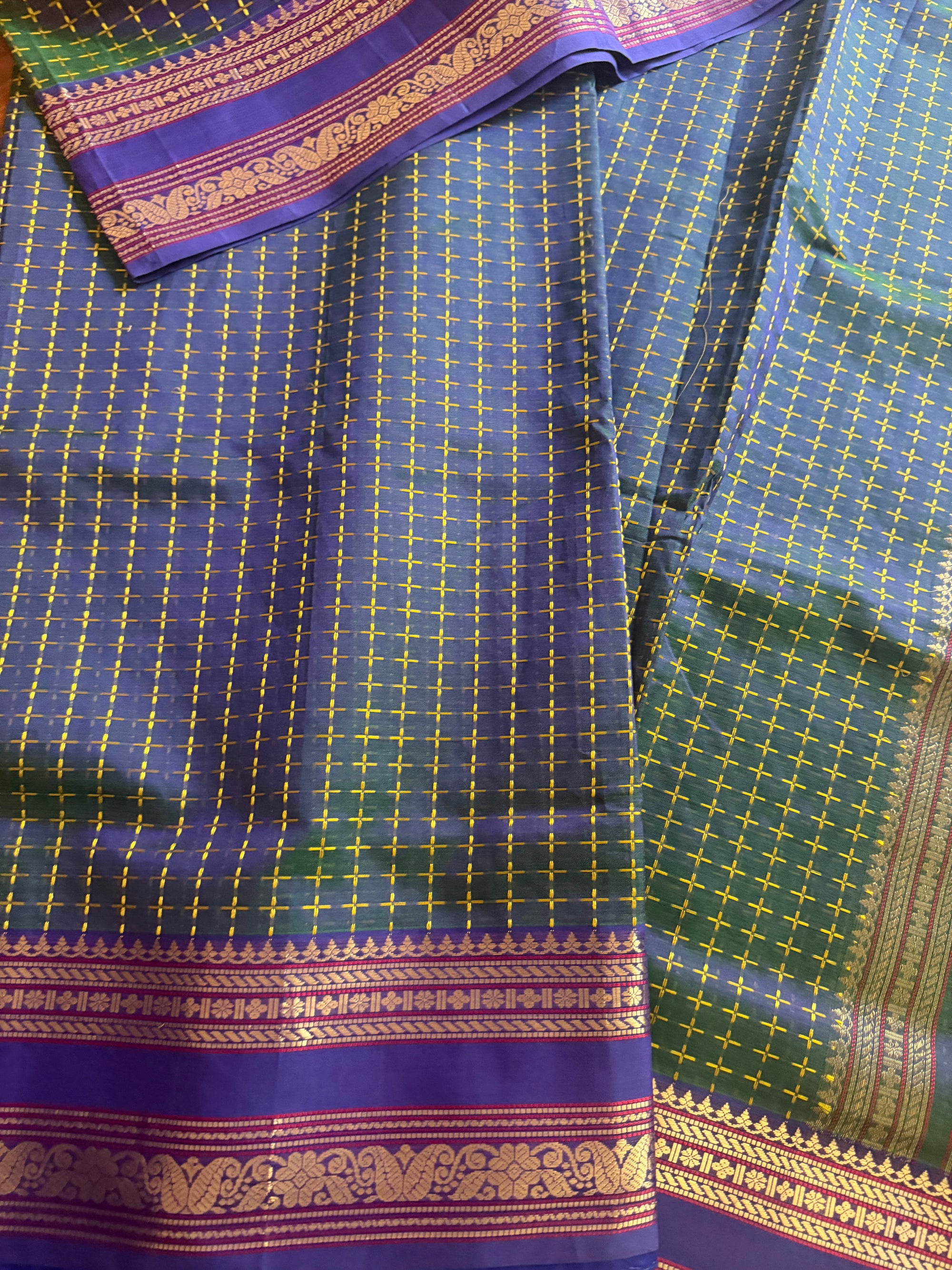 Silk Cotton :  Plus Butta (Peacock Blue)