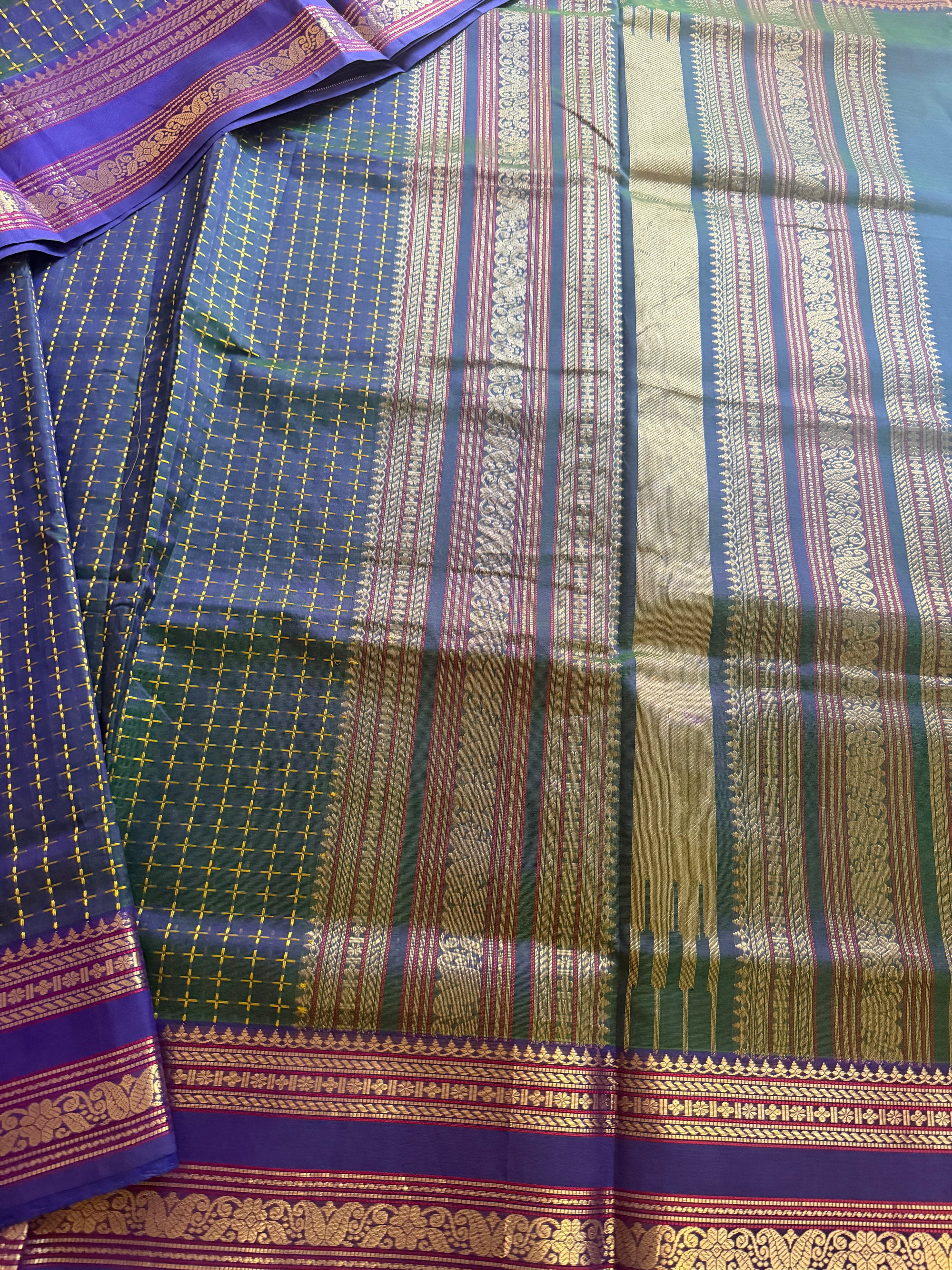Silk Cotton :  Plus Butta (Peacock Blue)