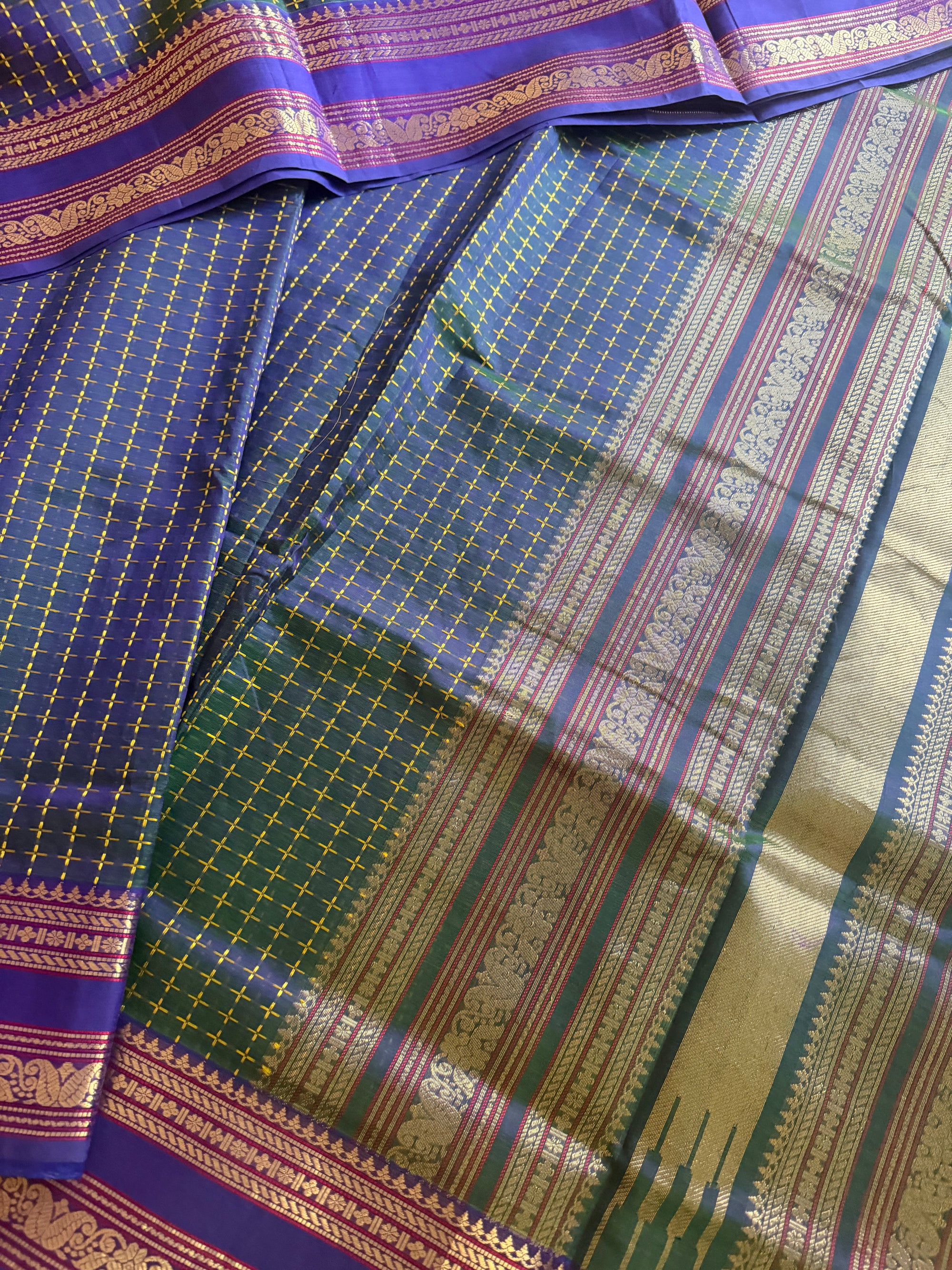 Silk Cotton :  Plus Butta (Peacock Blue)