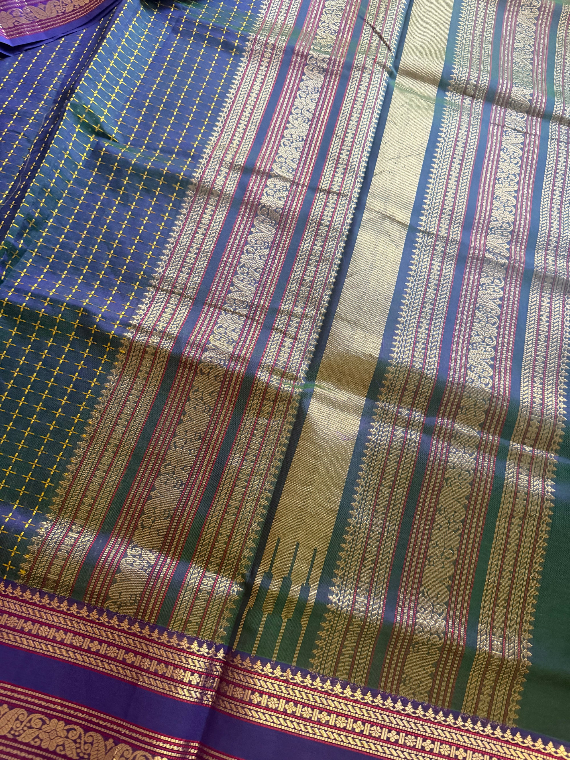Silk Cotton :  Plus Butta (Peacock Blue)