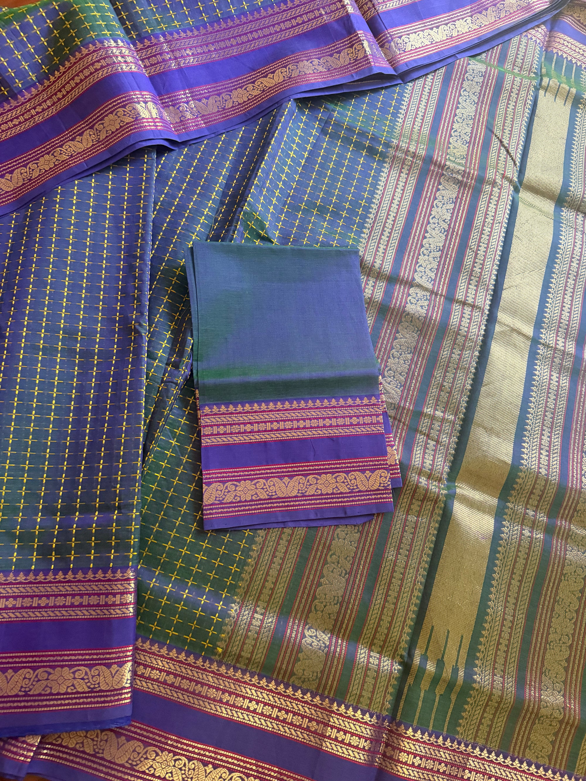 Silk Cotton :  Plus Butta (Peacock Blue)