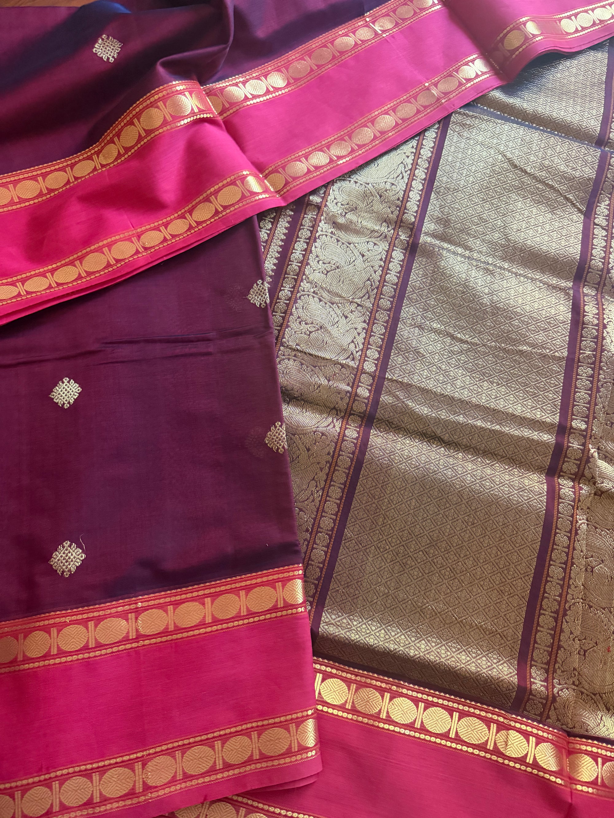 Silk Cotton :  Kolam Butta (Plum Brown)
