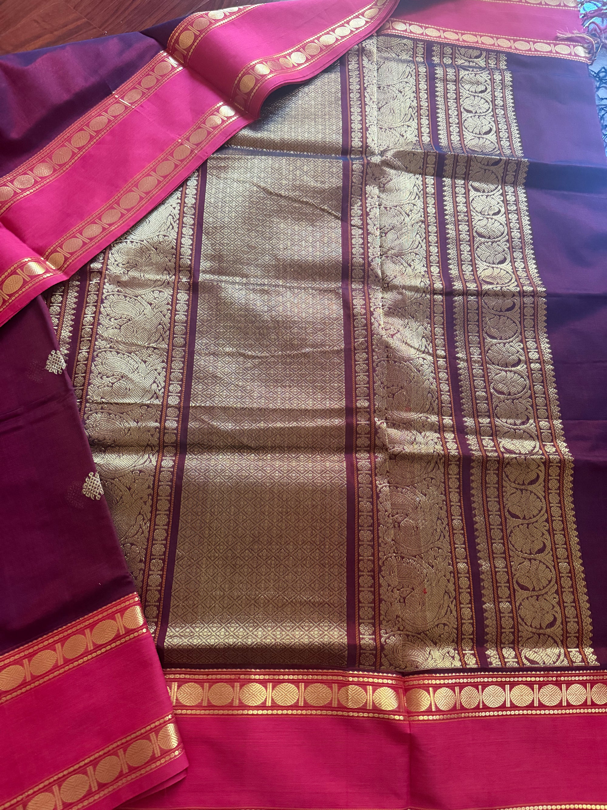 Silk Cotton :  Kolam Butta (Plum Brown)