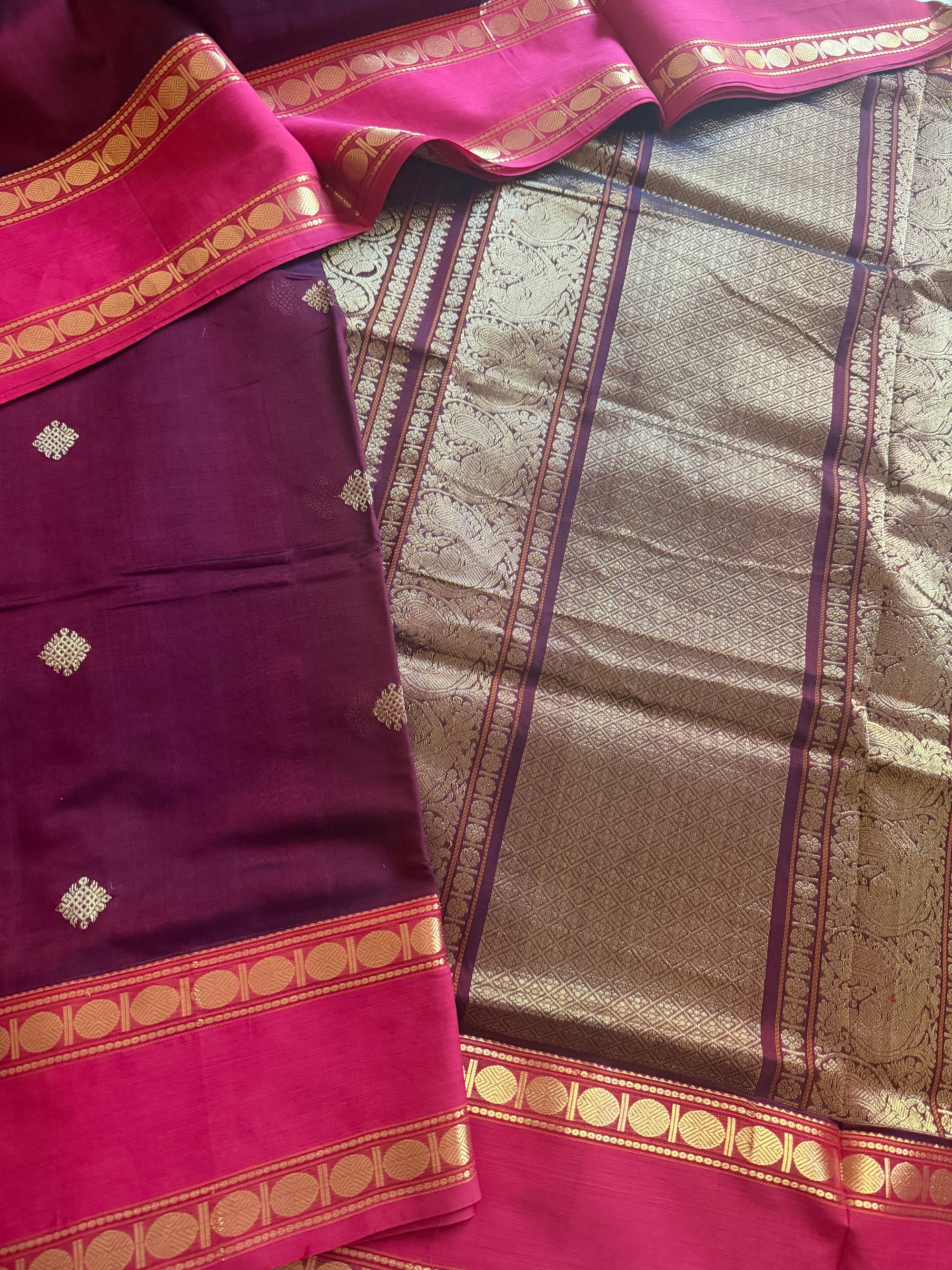 Silk Cotton :  Kolam Butta (Plum Brown)