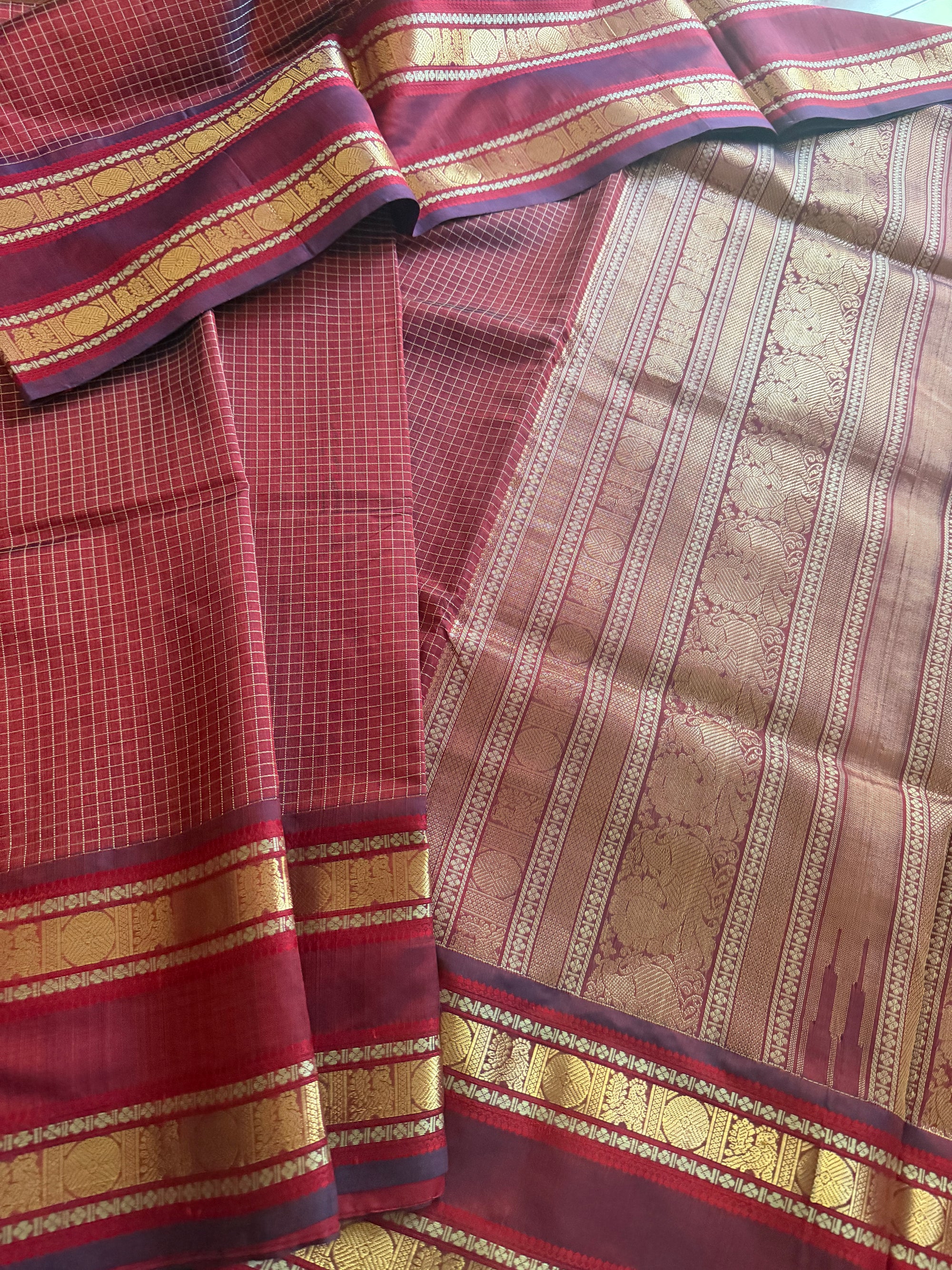 Silk Cotton :  Muthukattam (Maroon)