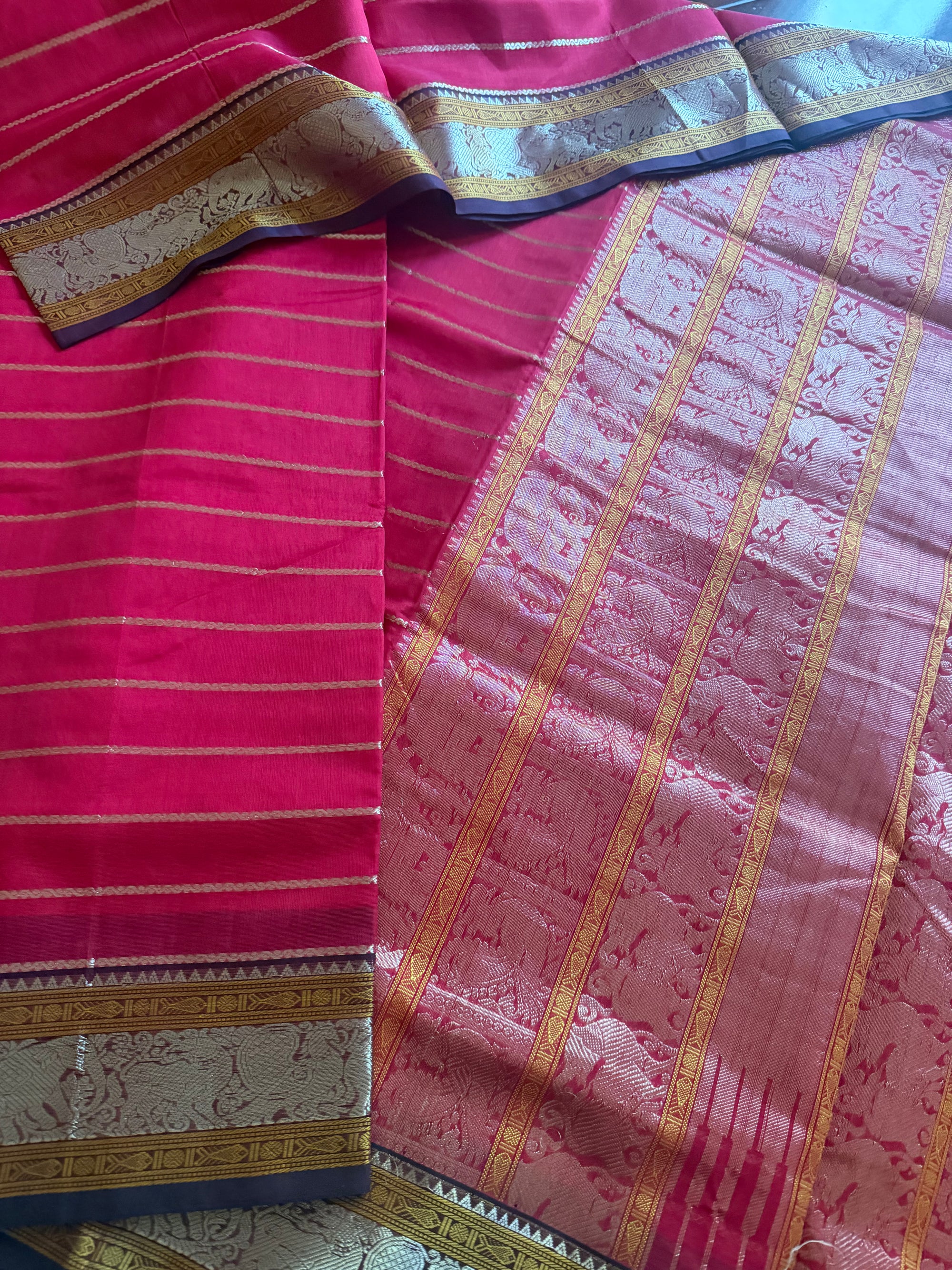 Silk Cotton :  Veldhari (Red &amp; Brown)