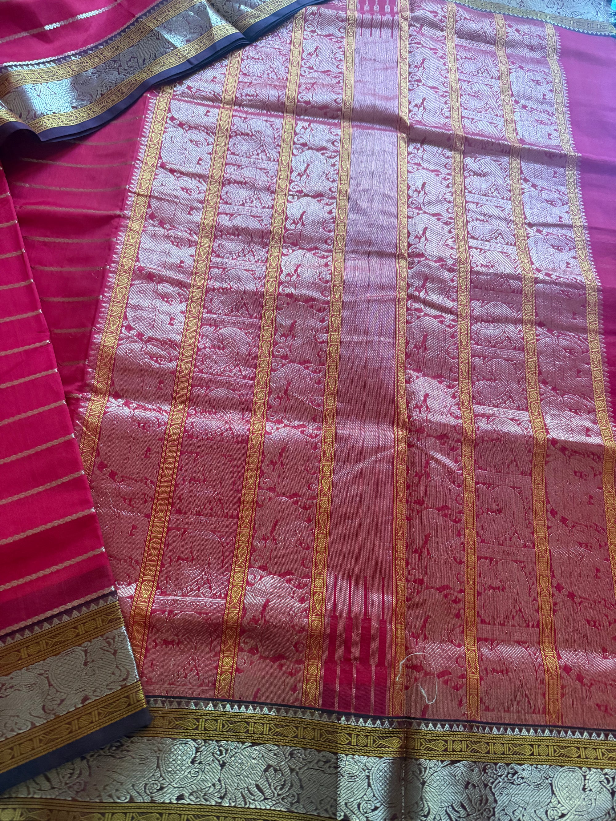 Silk Cotton :  Veldhari (Red &amp; Brown)