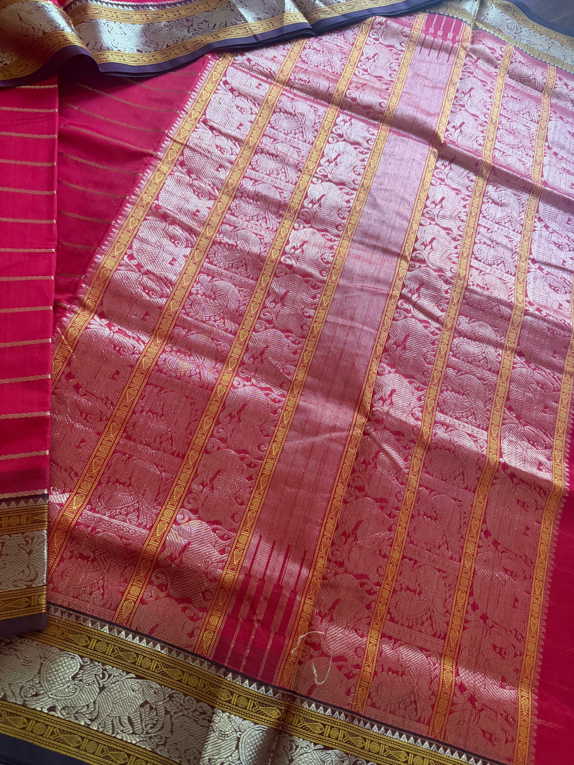 Silk Cotton :  Veldhari (Red &amp; Brown)